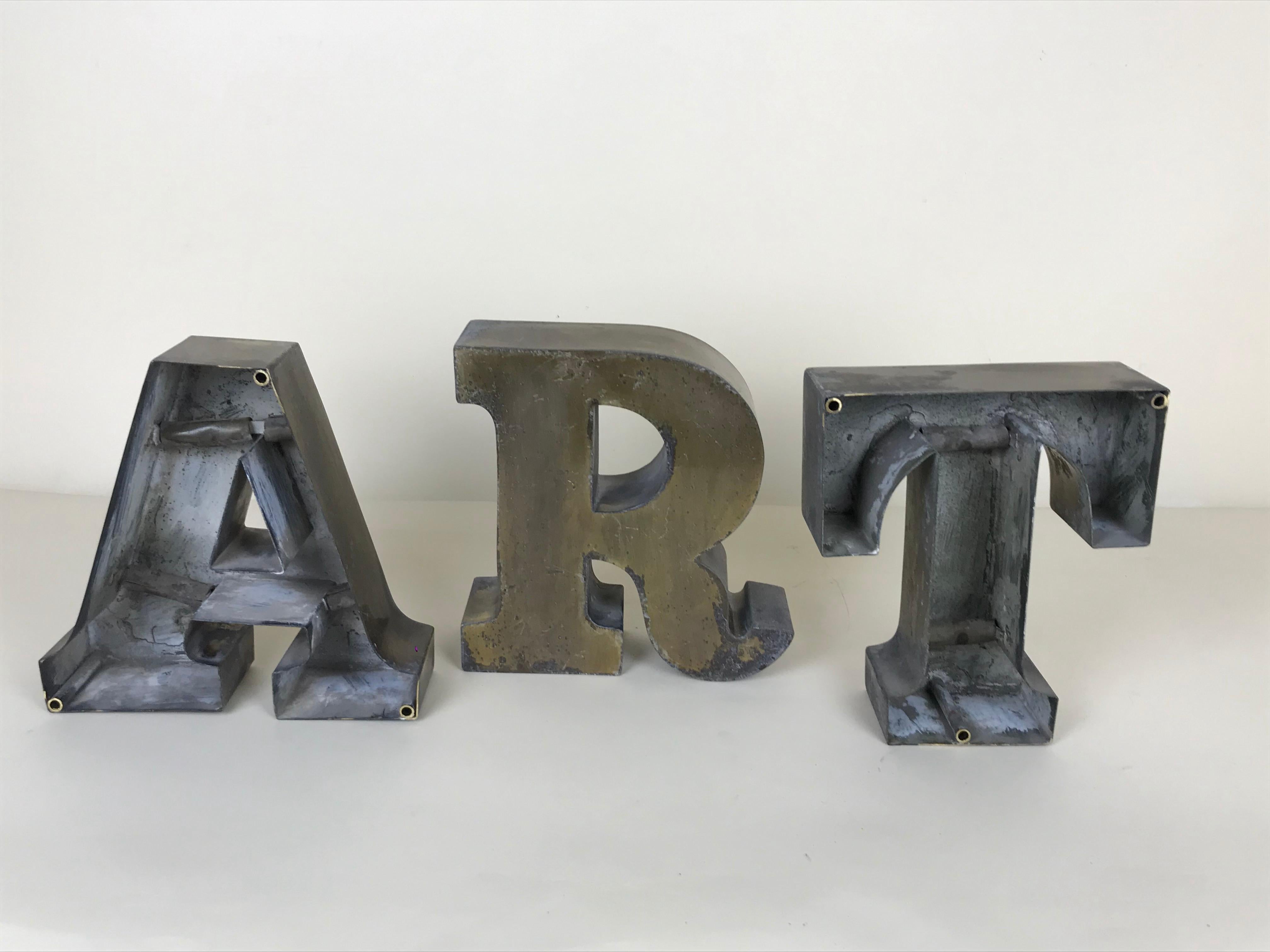 1960s Three Vintage Italian Uppercase Letters ART in Brass 2