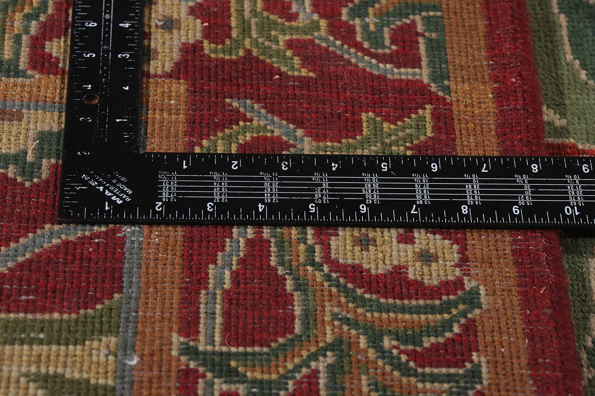 Wool 1960's Tibetan Arts & Crafts Style Square Carpet Inspired by William Morris For Sale