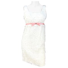 Vintage 1960s Tiered Lace Party Dress with Pink Piping 