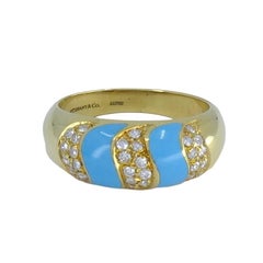 1960s Tiffany & Co. 18k Gold Turquoise Diamond Ring