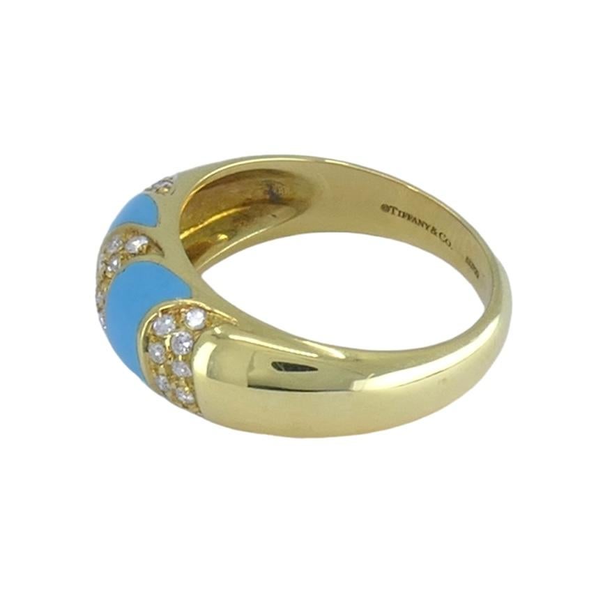 Women's 1960s Tiffany & Co. 18k Gold Turquoise Diamond Ring For Sale