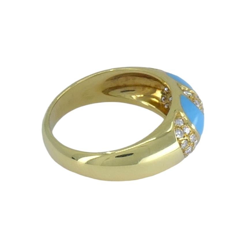 1960s Tiffany & Co. 18k Gold Turquoise Diamond Ring For Sale 2
