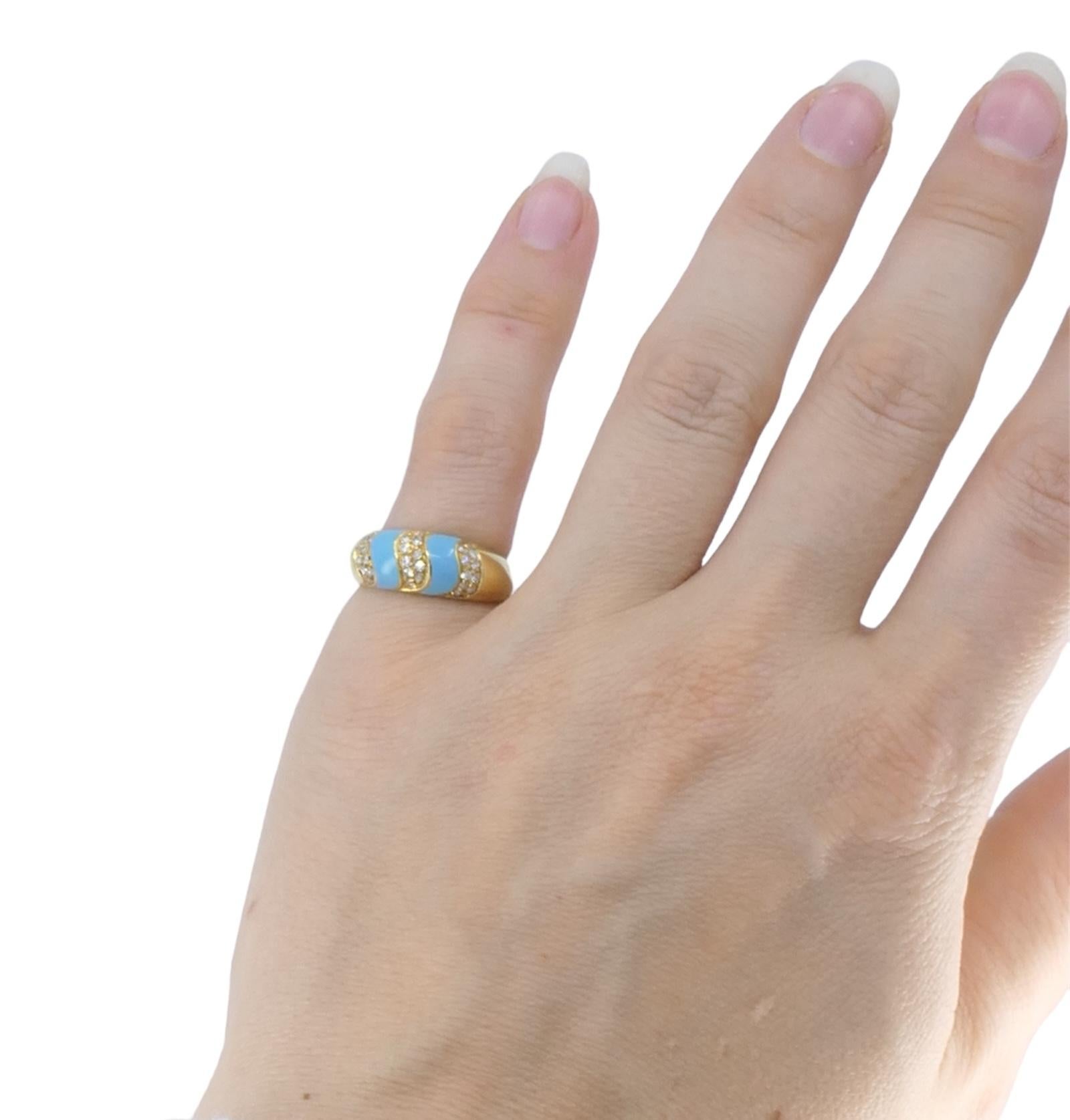 1960s Tiffany & Co. 18k Gold Turquoise Diamond Ring For Sale 3