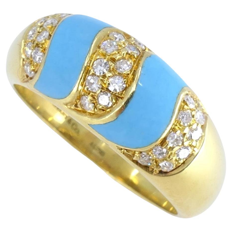 1960s Tiffany & Co. 18k Gold Turquoise Diamond Ring For Sale