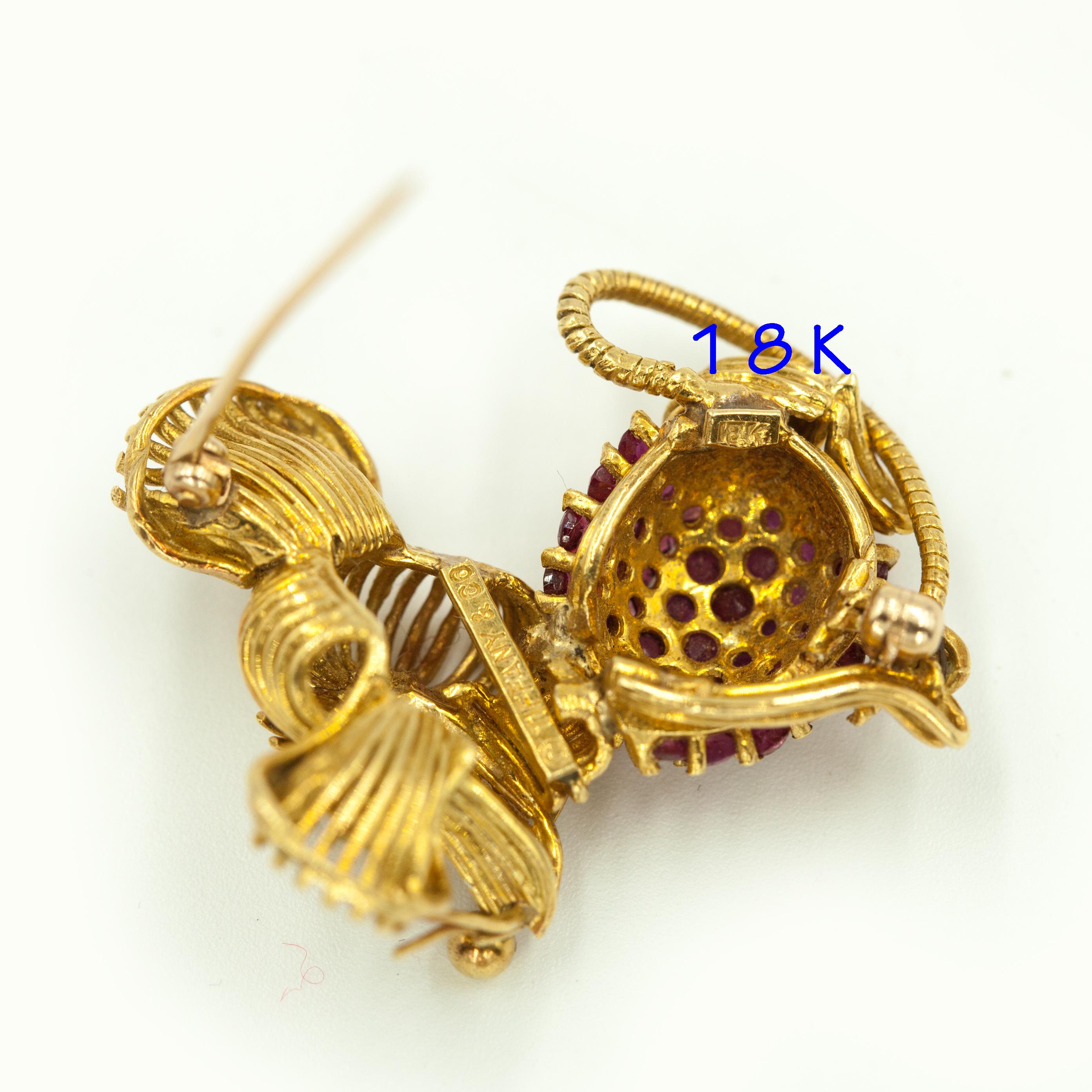 1960s Tiffany & Co. 18K Yellow Gold Ruby Emerald Mouse Brooch 5