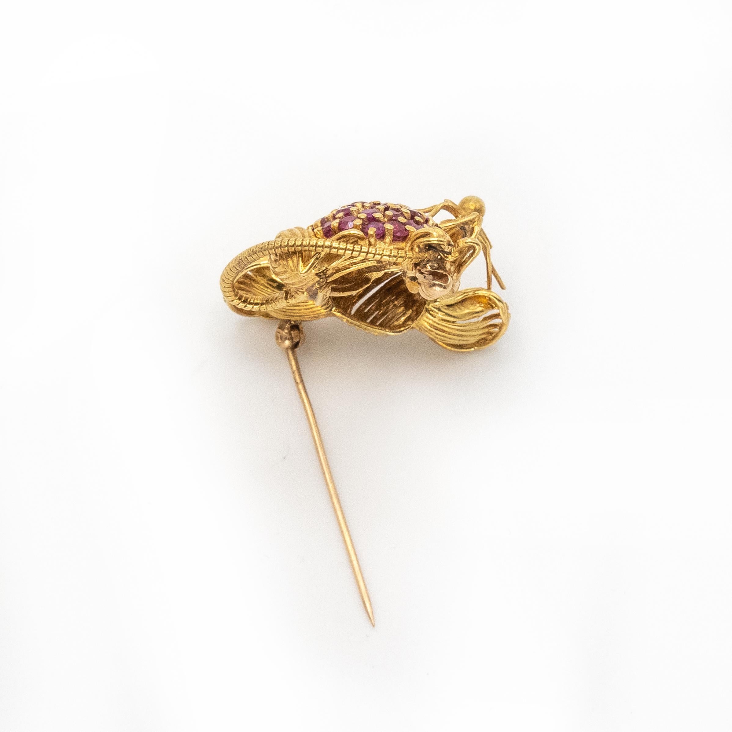 1960s Tiffany & Co. 18K Yellow Gold Ruby Emerald Mouse Brooch 3