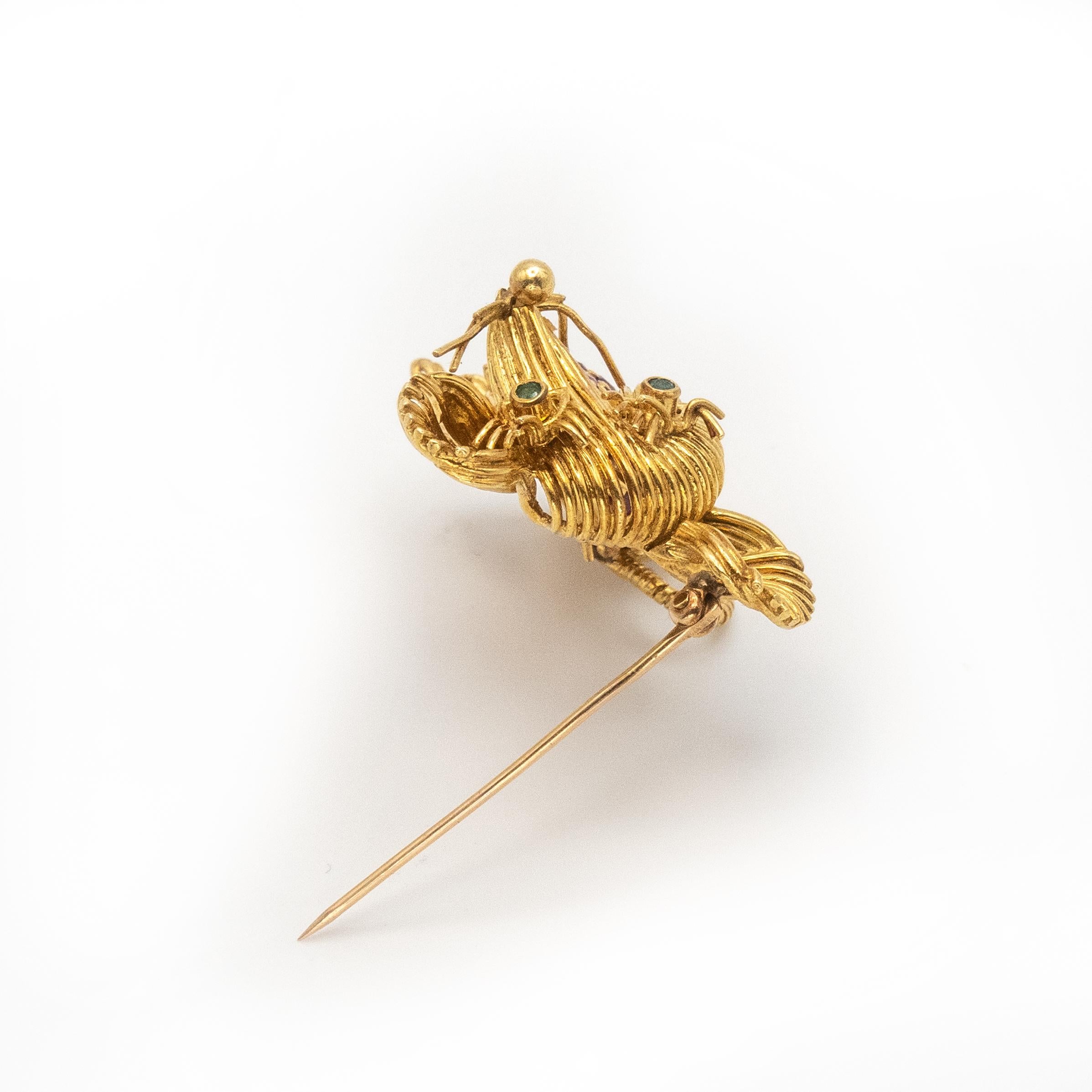 1960s Tiffany & Co. 18K Yellow Gold Ruby Emerald Mouse Brooch 2