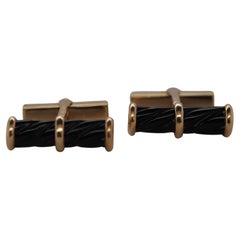 1960s Tiffany & Co Cufflinks with Black Enamel - VHK#260