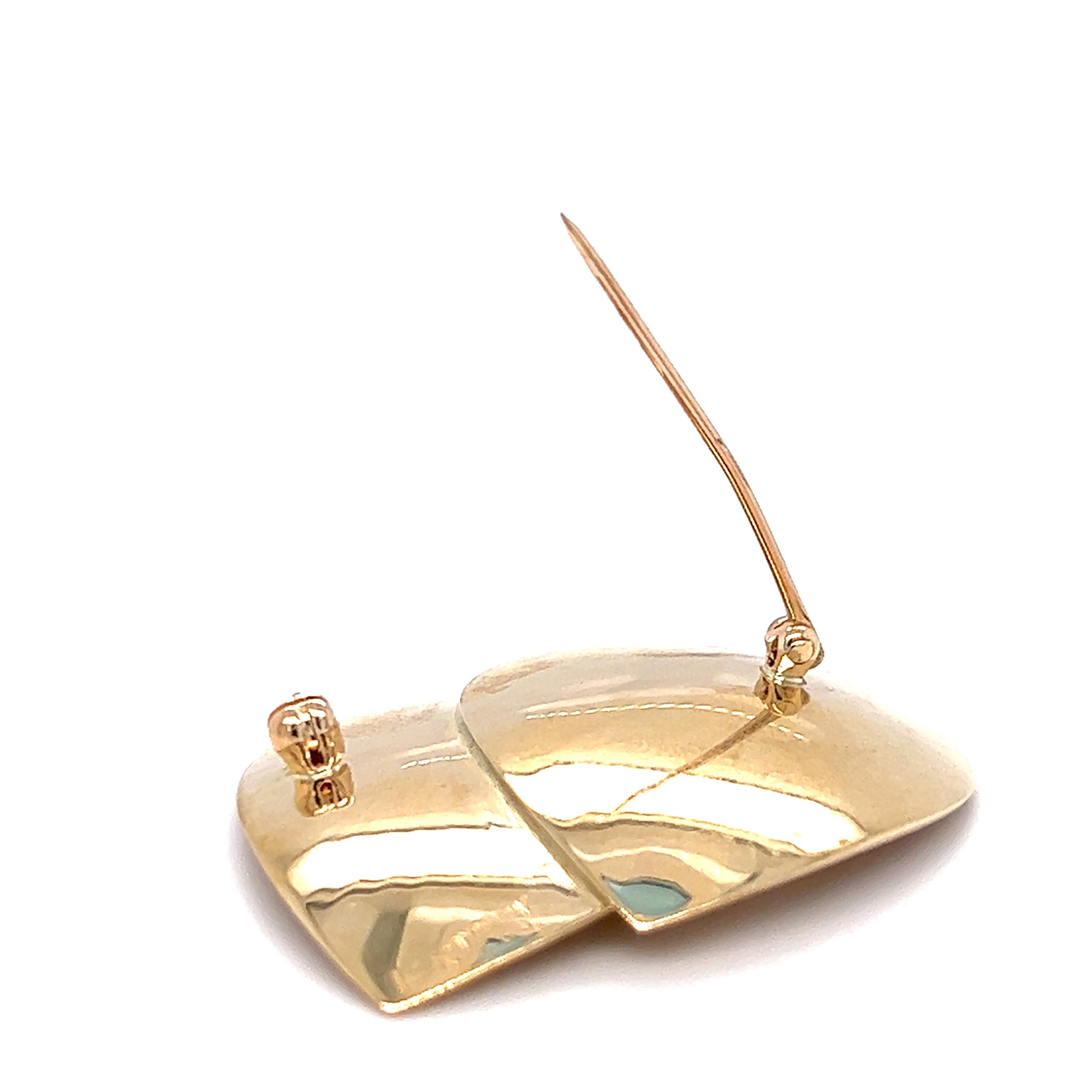 Modern 1960s Tiffany & Co. Diamond Heart Pin in 14 Karat Gold