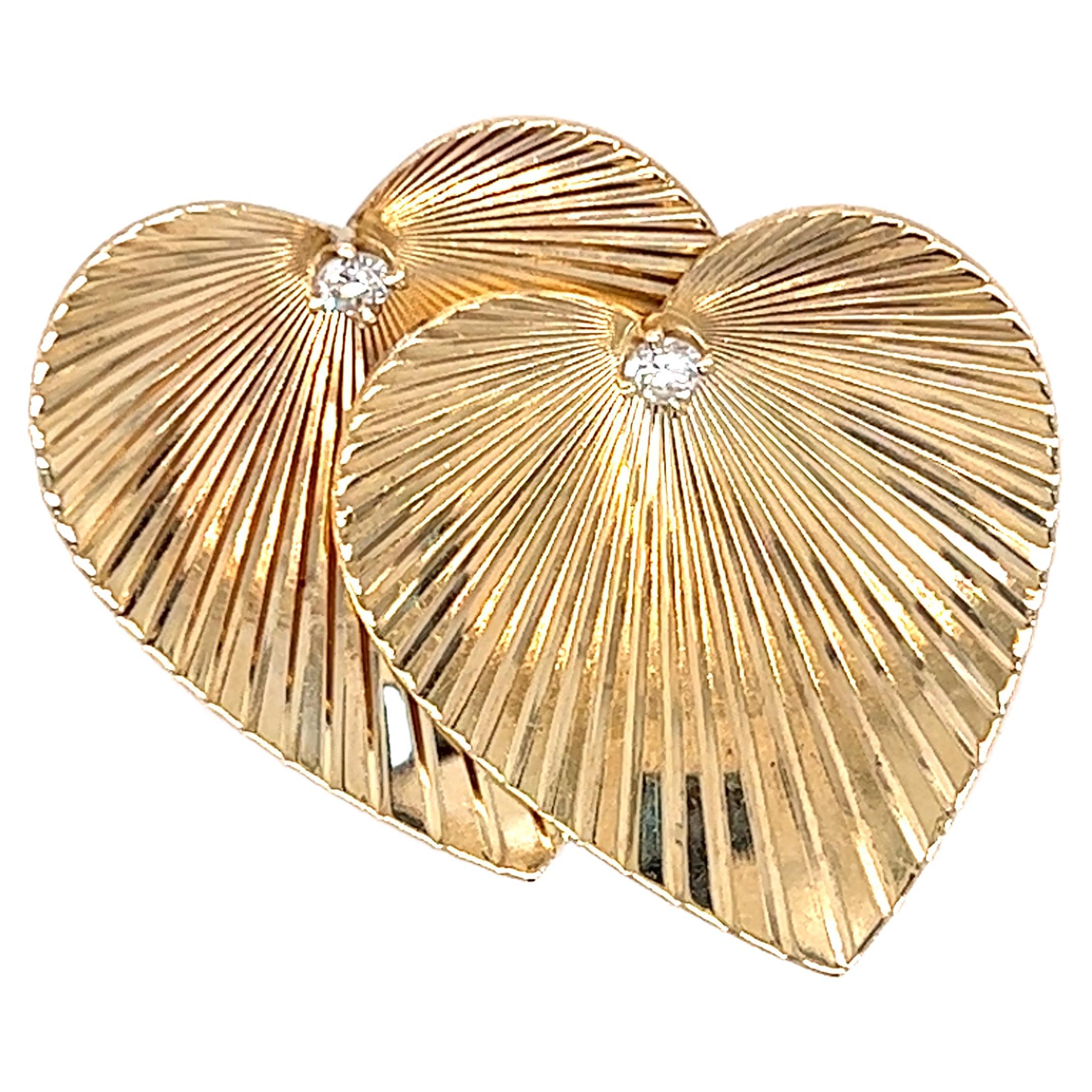 1960s Tiffany & Co. Diamond Heart Pin in 14 Karat Gold