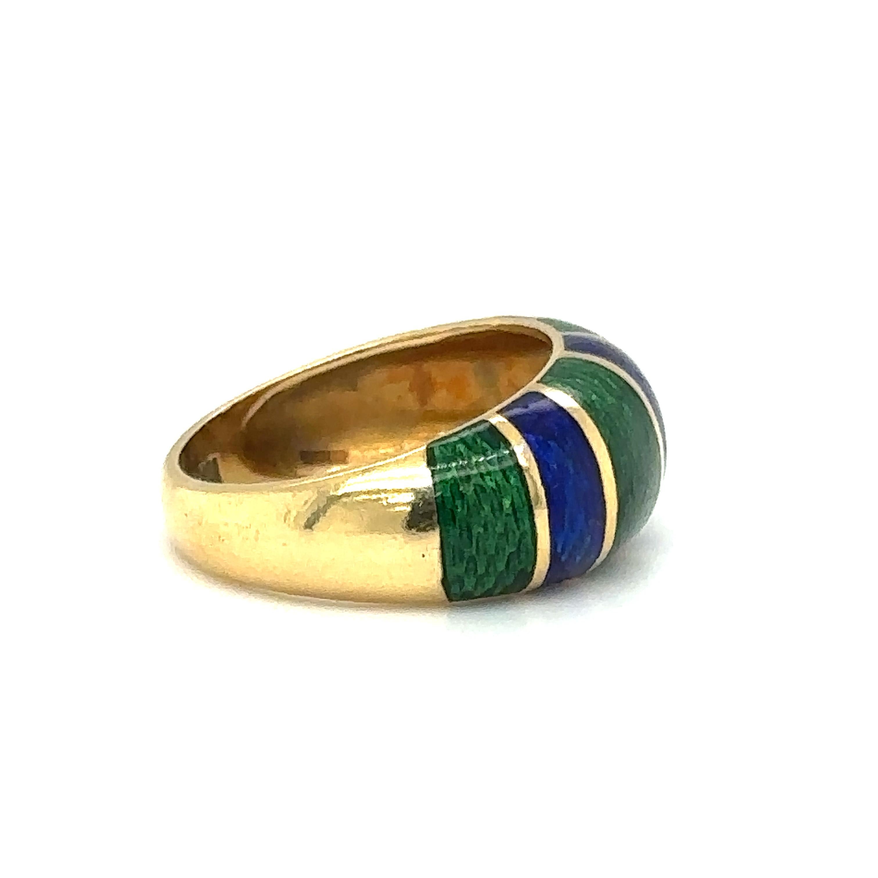 1960s TIFFANY & CO. Enameled Band Ring in 18 Karat Gold In Excellent Condition In Atlanta, GA