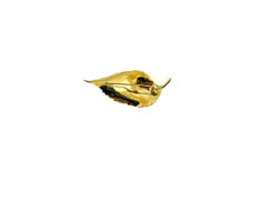 1960's Tiffany & Co. McTeigue 18K Yellow Gold Beech Leaf Pin box  #15433