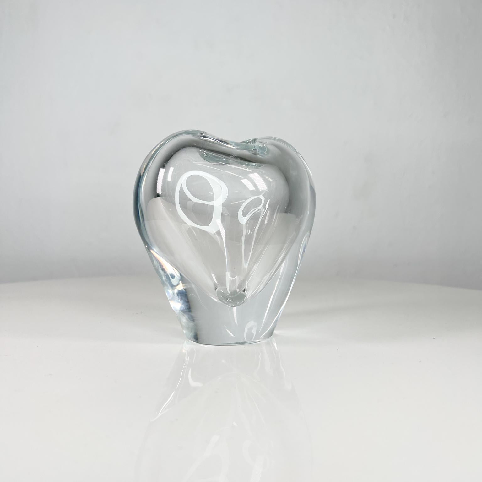 1960s Tiffany & Co Modern Heart vase Murano Art Glass ITALY
Lovely heart shaped hand-blown Venetian Glass 
Made in Italy by Salviati for Tiffany & Co
Etched signature at bottom
4.5 tall x 4.25 w x 3 d
Preowned original vintage condition
Refer
