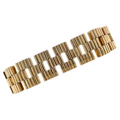 1960's Tiffany & Co. Ribbed 3 Row 14 Karat Yellow Gold Vintage Link Bracelet