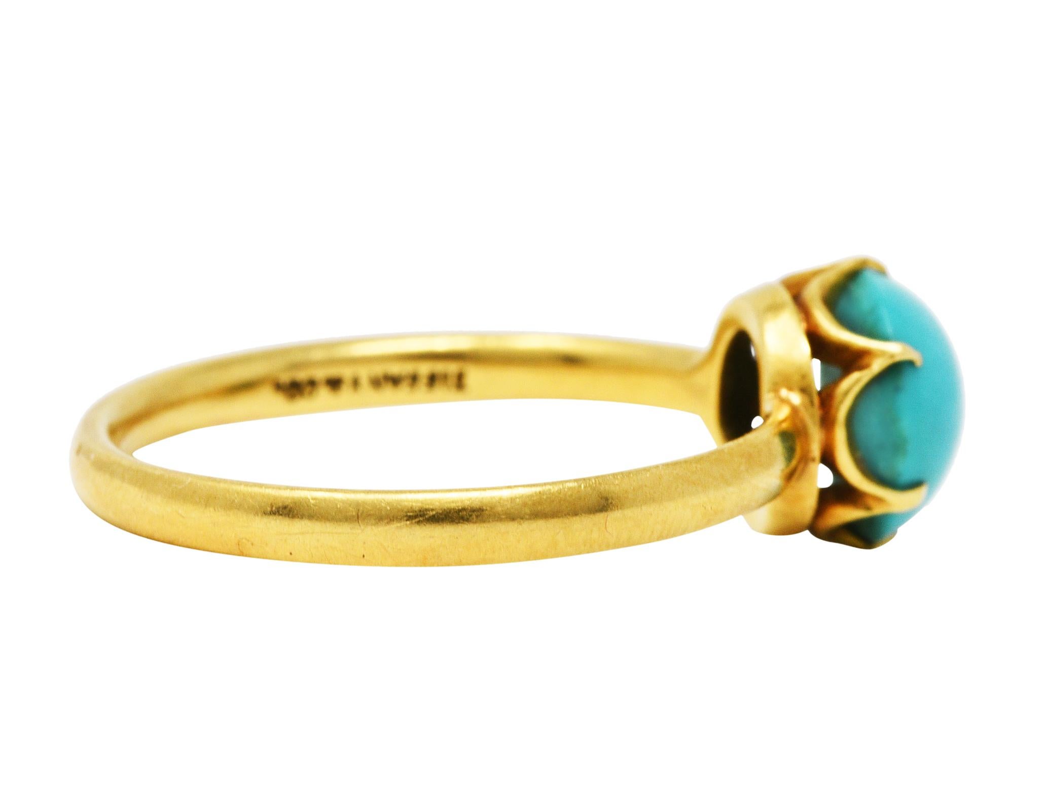 Contemporary 1960's Tiffany & Co. Turquoise 18 Karat Gold Solitaire Ring