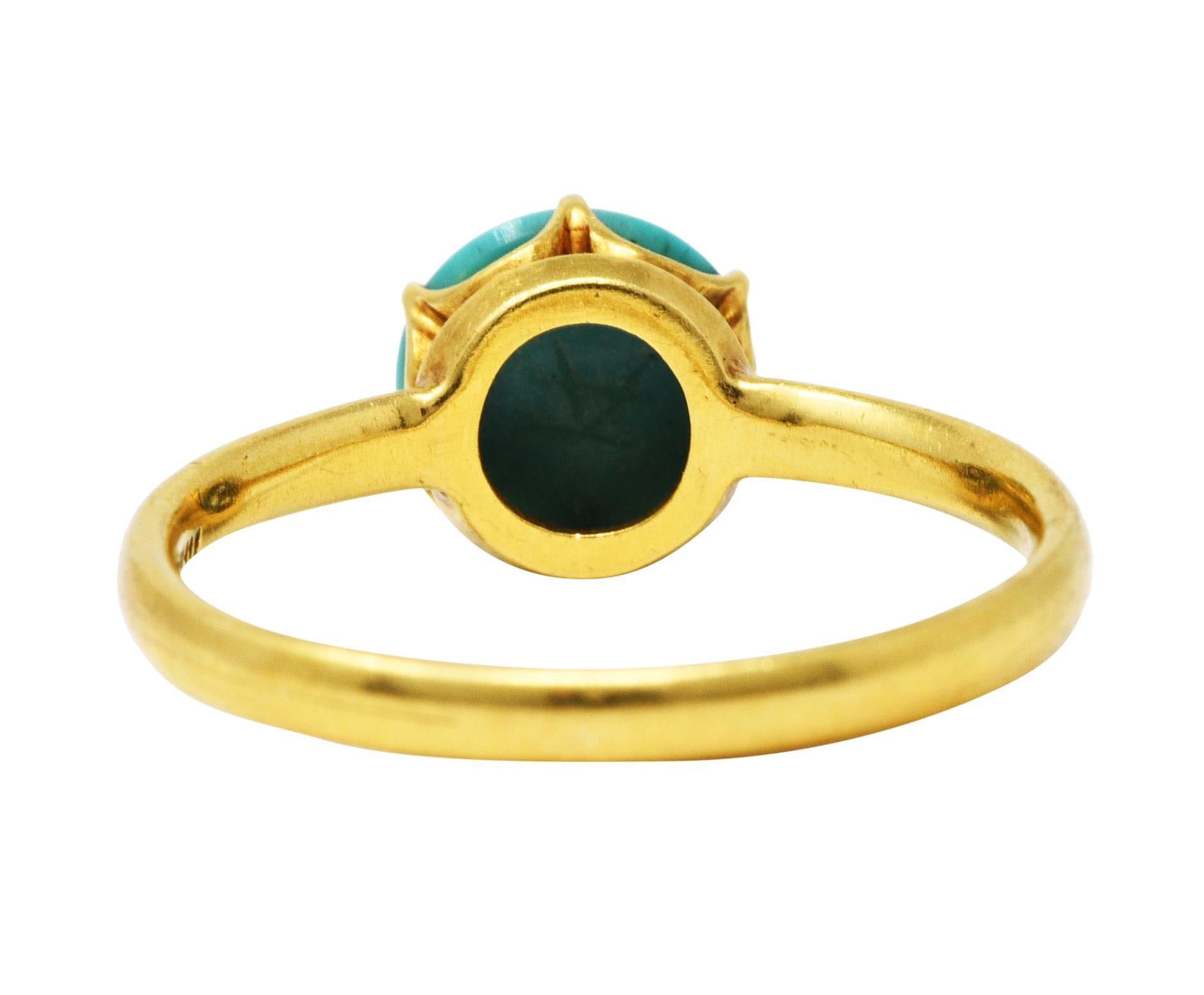 Cabochon 1960's Tiffany & Co. Turquoise 18 Karat Gold Solitaire Ring