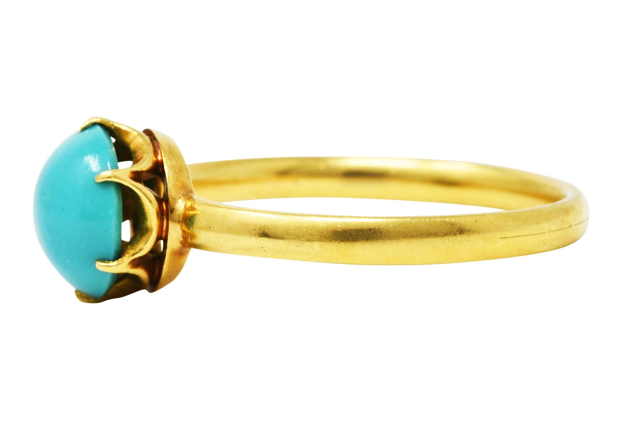 1960's Tiffany & Co. Turquoise 18 Karat Gold Solitaire Ring In Excellent Condition In Philadelphia, PA
