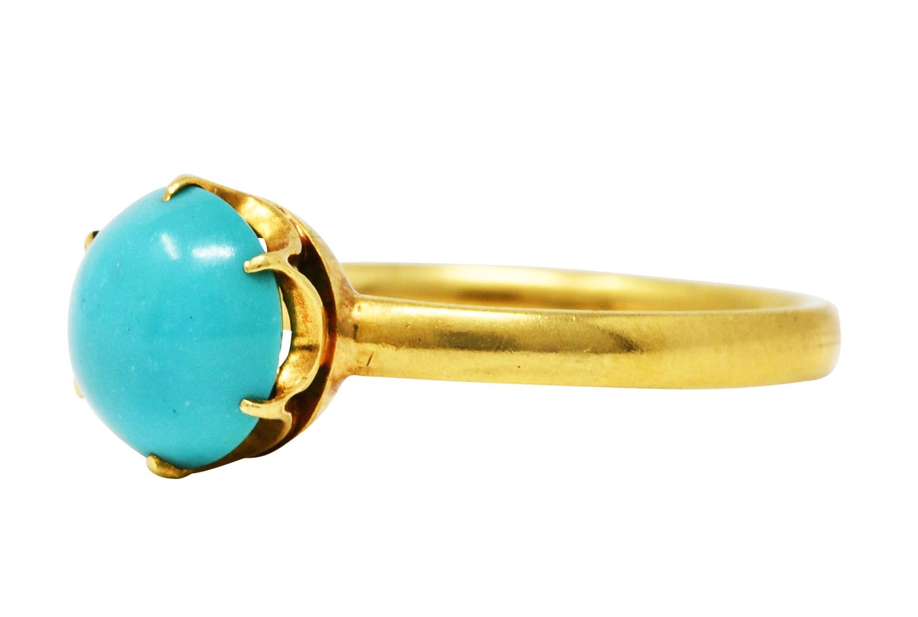Women's or Men's 1960's Tiffany & Co. Turquoise 18 Karat Gold Solitaire Ring