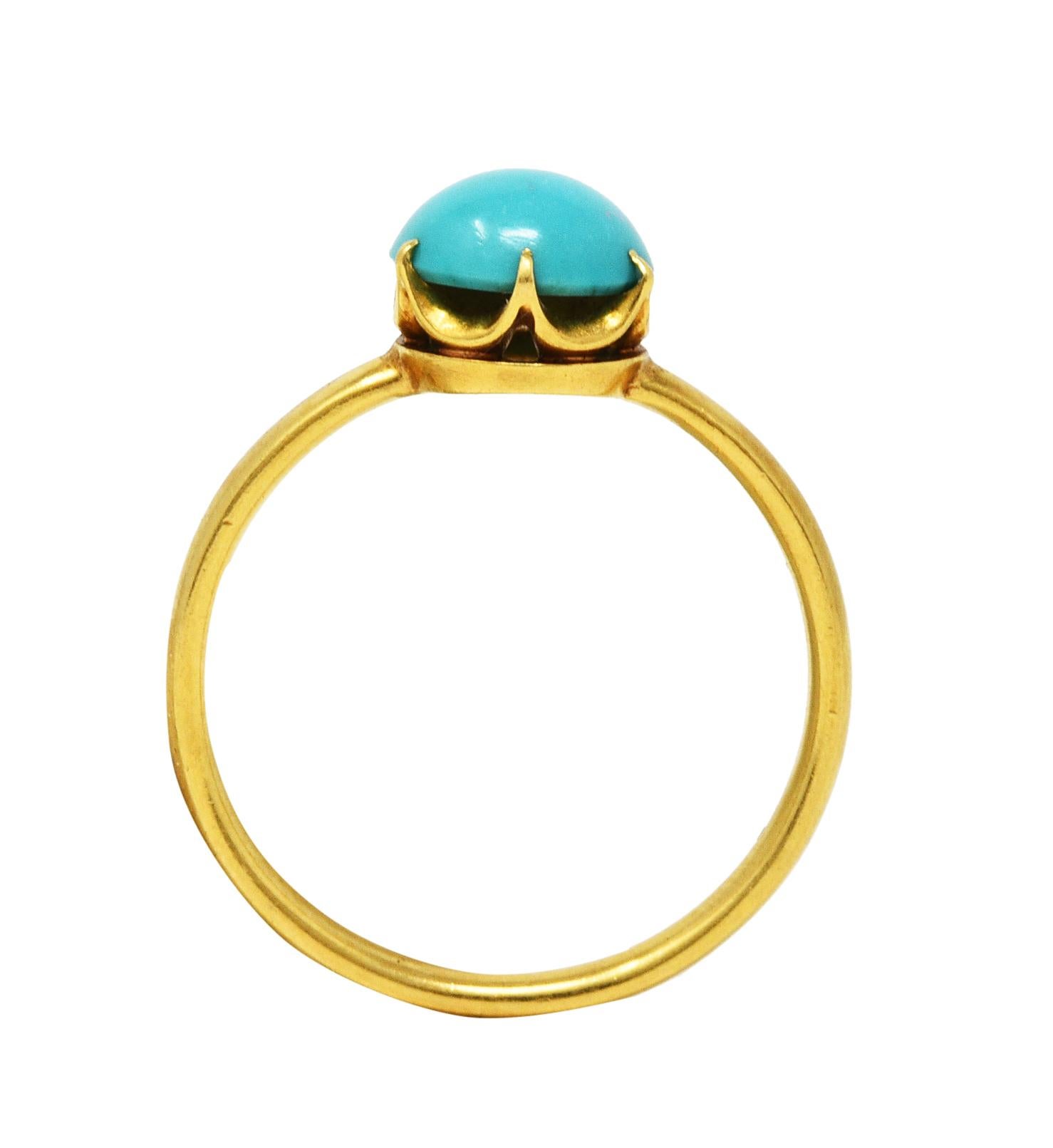 1960's Tiffany & Co. Turquoise 18 Karat Gold Solitaire Ring 2