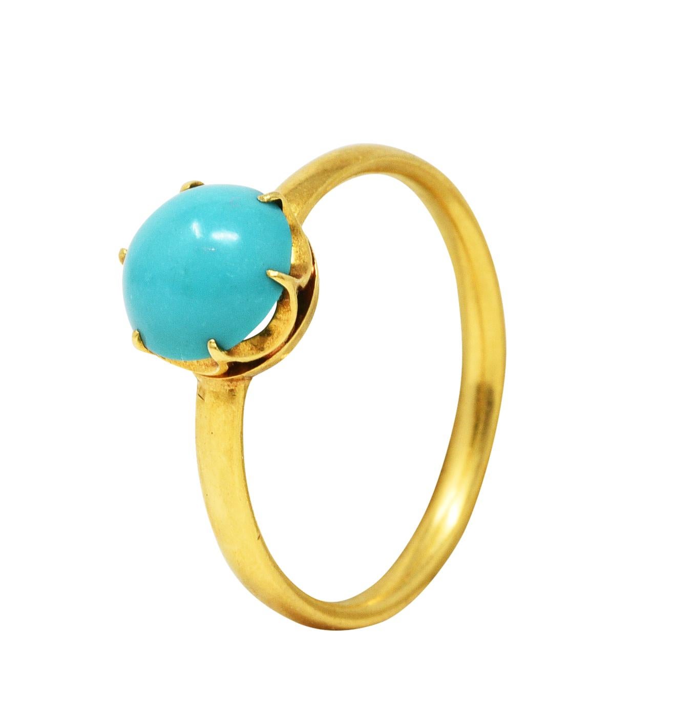 1960's Tiffany & Co. Turquoise 18 Karat Gold Solitaire Ring 3