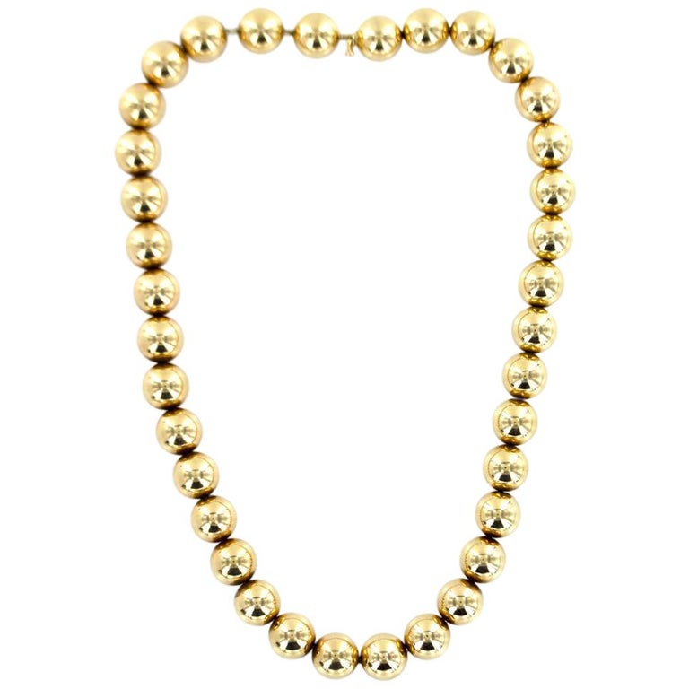 1960s Tiffany and Co. Vintage 14 Karat Yellow Gold Ball Necklace at