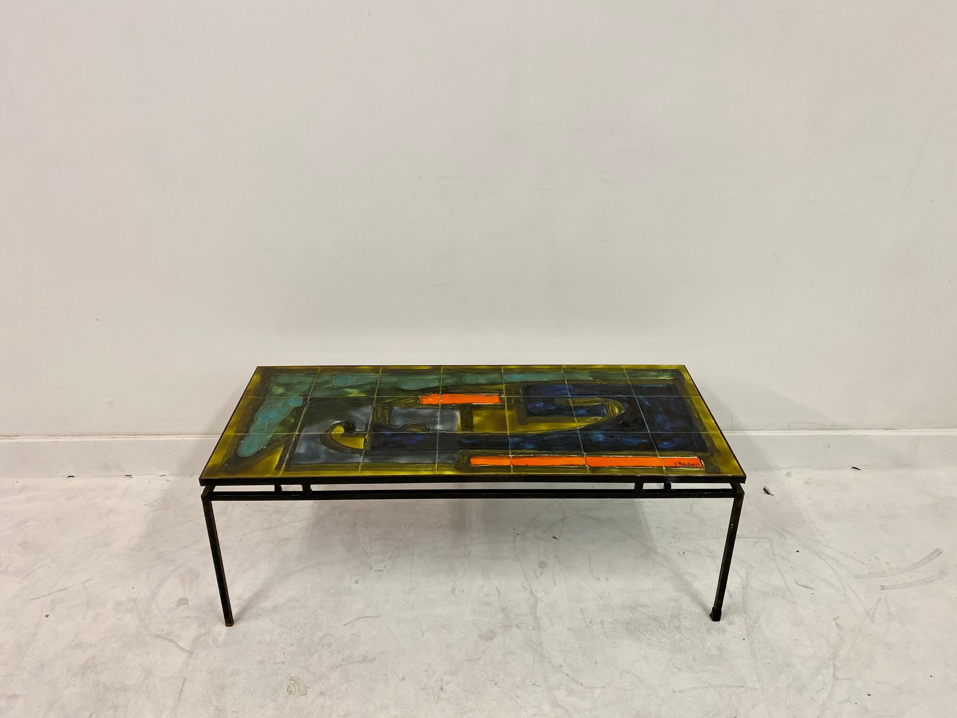 Tile top coffee table

By Juliette Belarti

On black metal base

Belgium, 1960s.