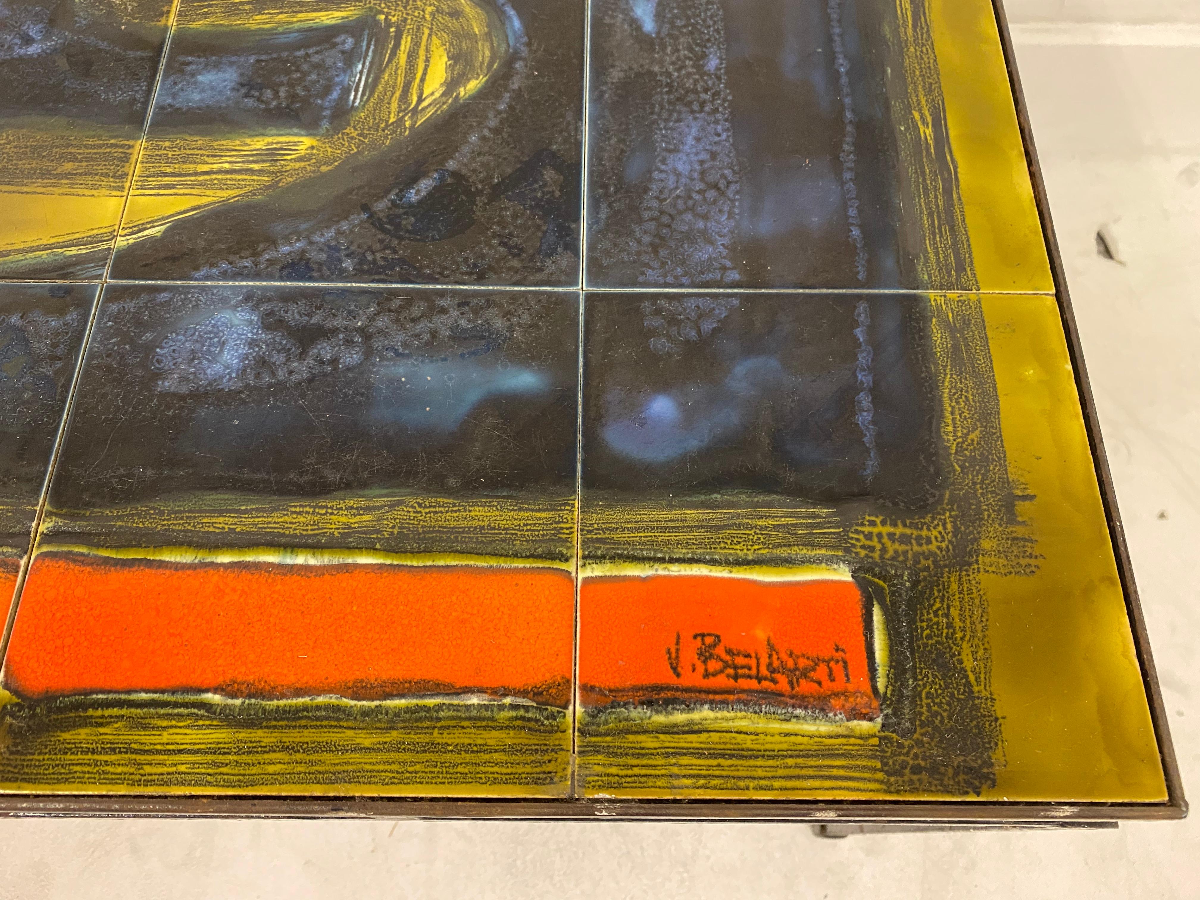 Mid-Century Modern 1960s Tile Top Coffee Table By Juliette Belarti
