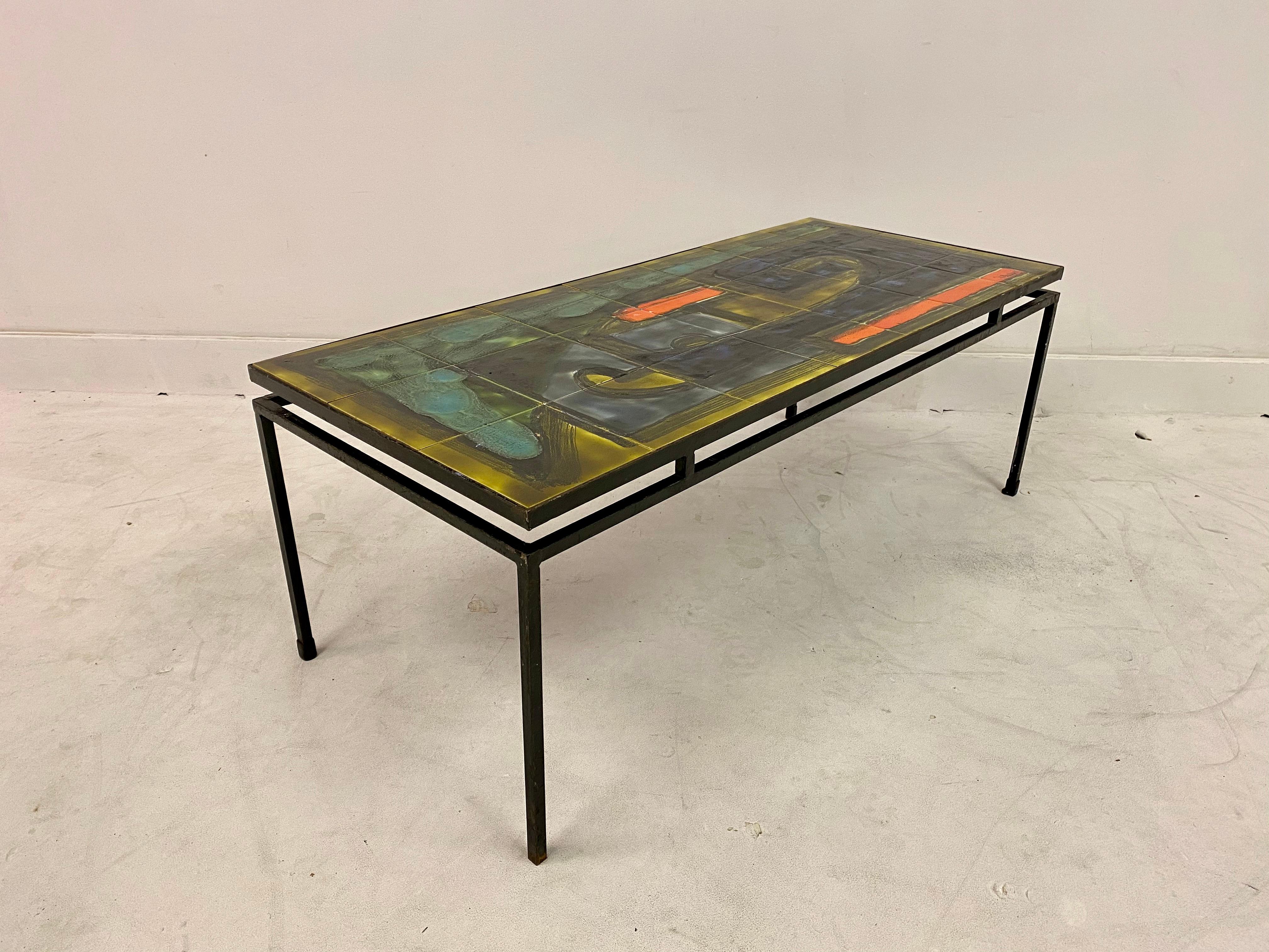 1960s Tile Top Coffee Table By Juliette Belarti In Fair Condition In London, London