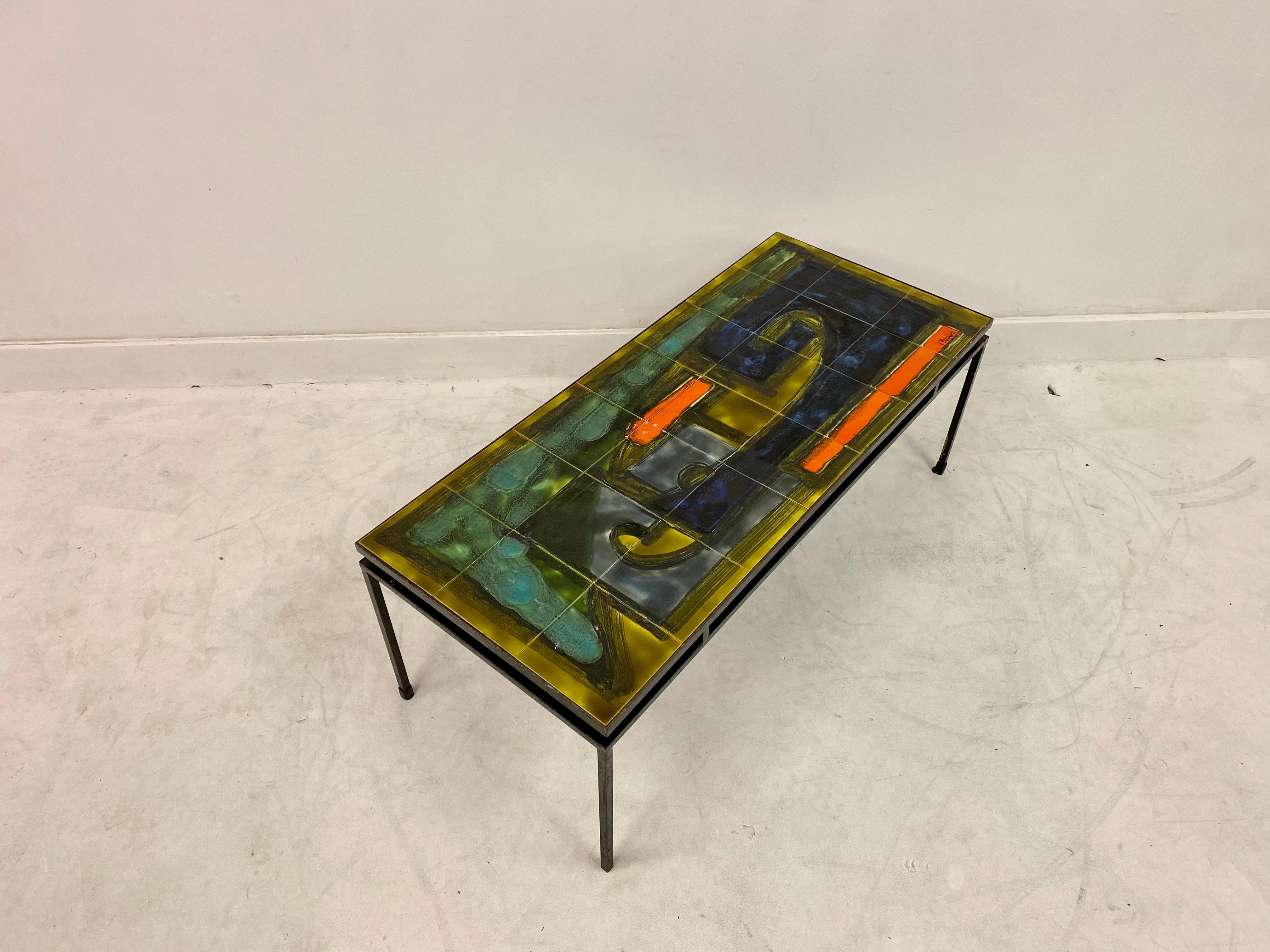 20th Century 1960s Tile Top Coffee Table By Juliette Belarti