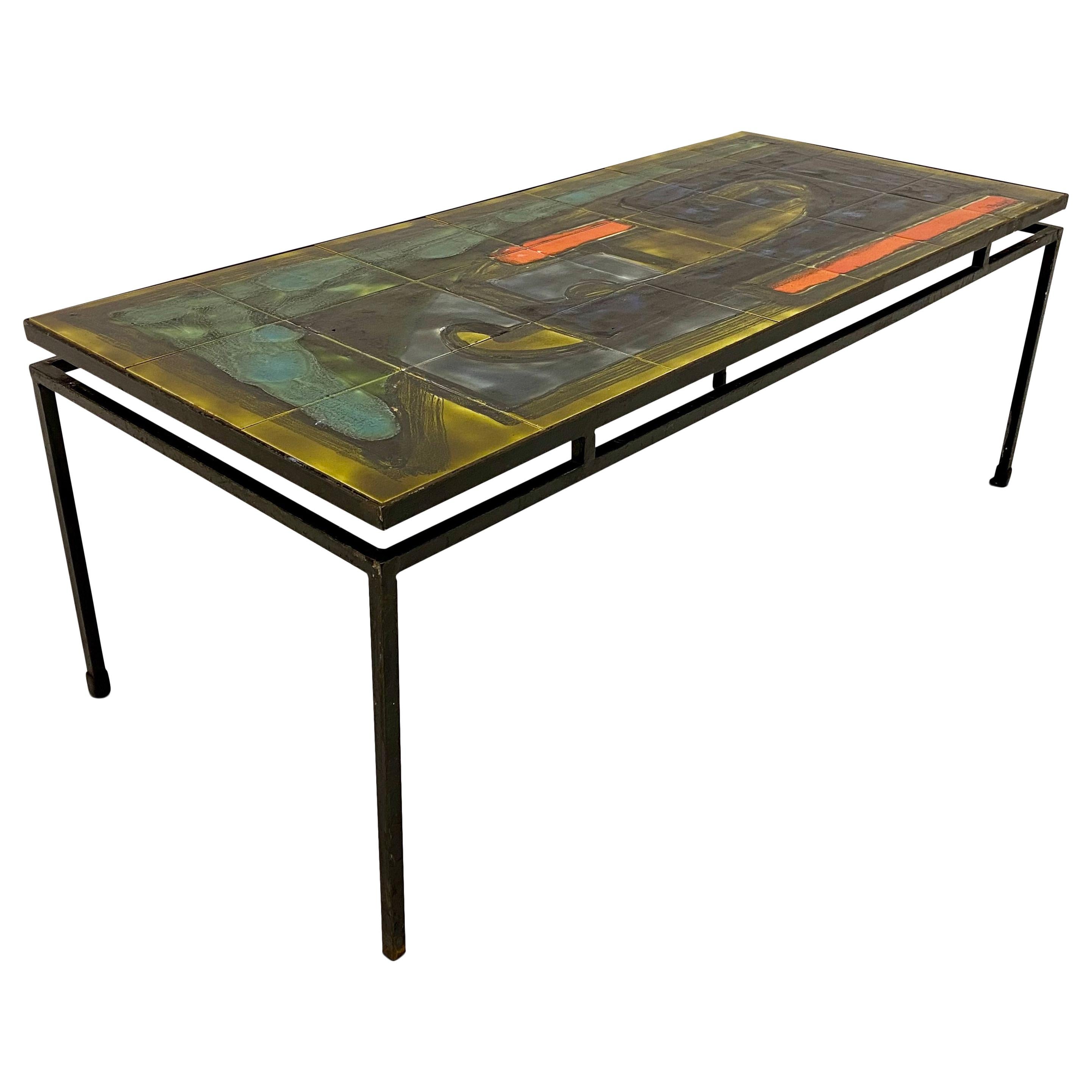 1960s Tile Top Coffee Table By Juliette Belarti