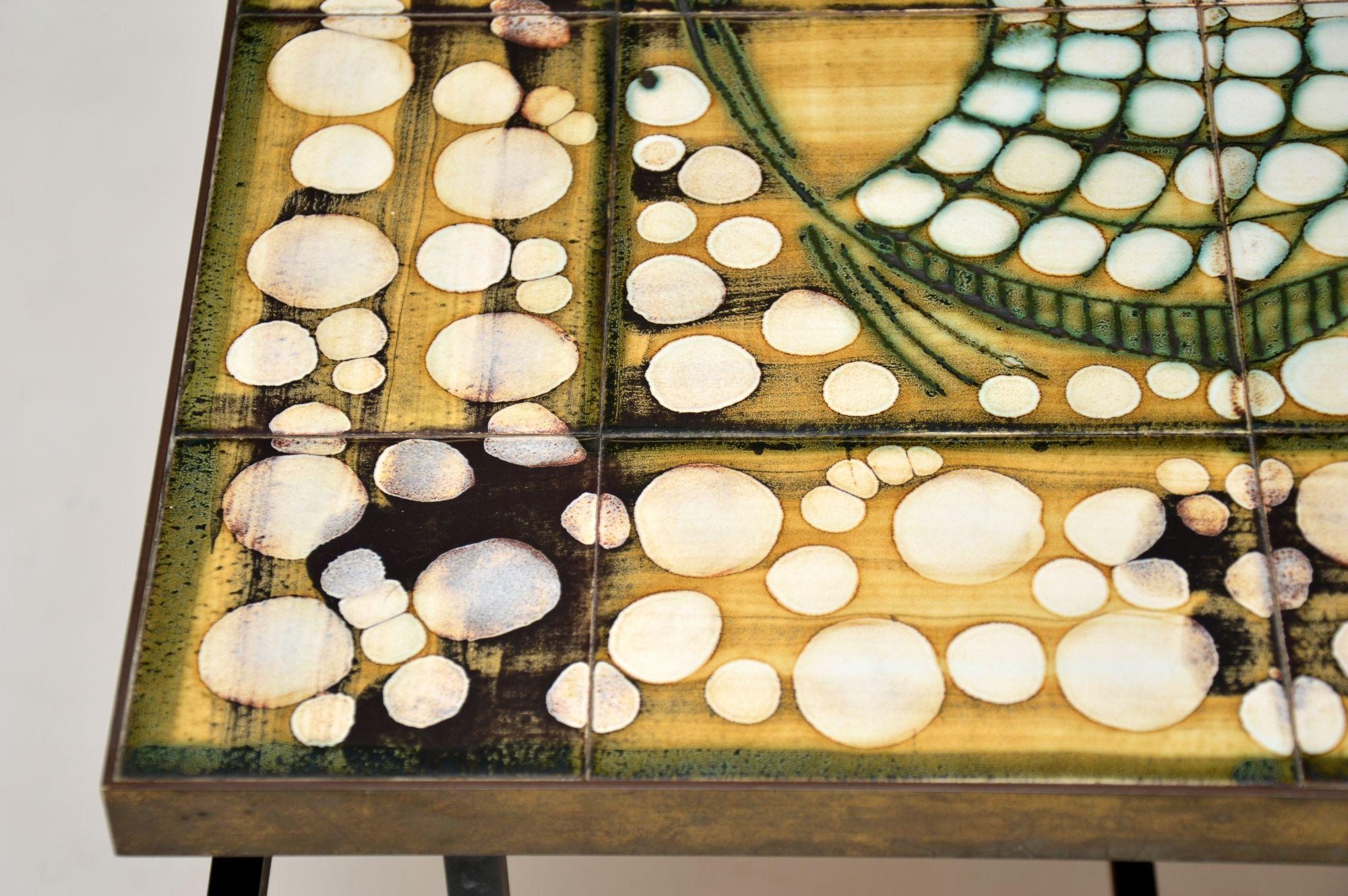1960s Tiled Top Brass Coffee Table at 1stDibs