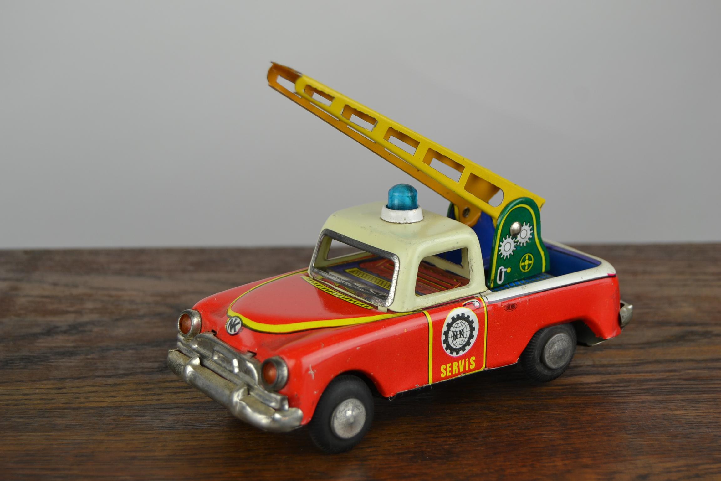 1960s Tin Toy Servis Pick Up truck with ladder by Nekur,  Ne-Kur , Turkey  For Sale 6