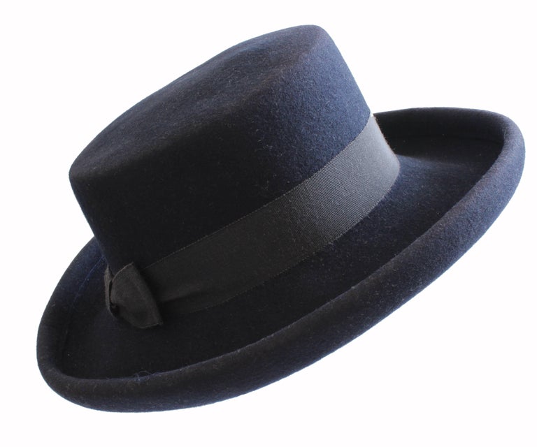 1960s Tina Too Bollman Hat Navy Wool Doeskin Felt Wide Brim  display picture 3