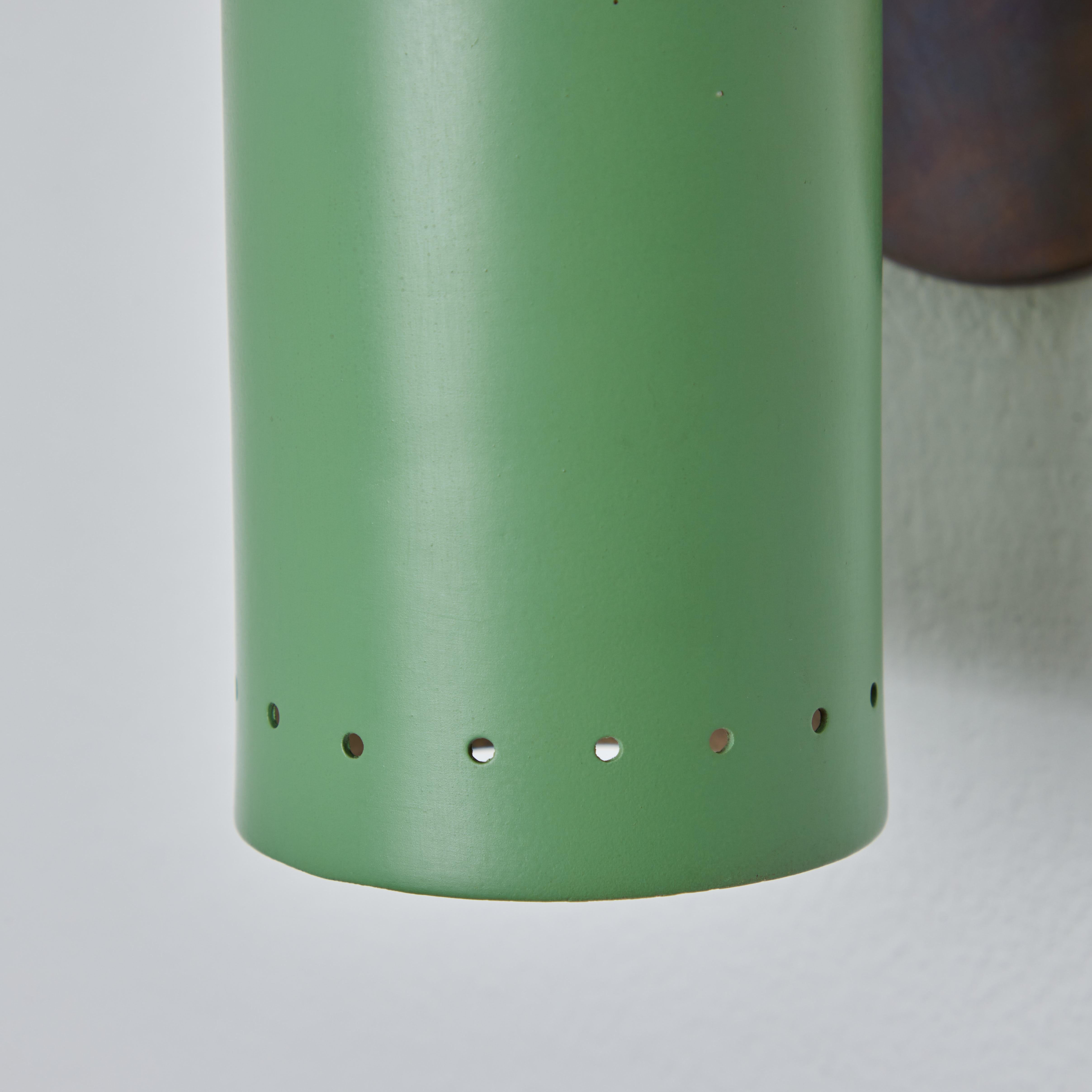 Tito Agnoli, Wandleuchter aus grünem Metall und Messing mit Gelenk, für O-Luce, 1960er Jahre 5