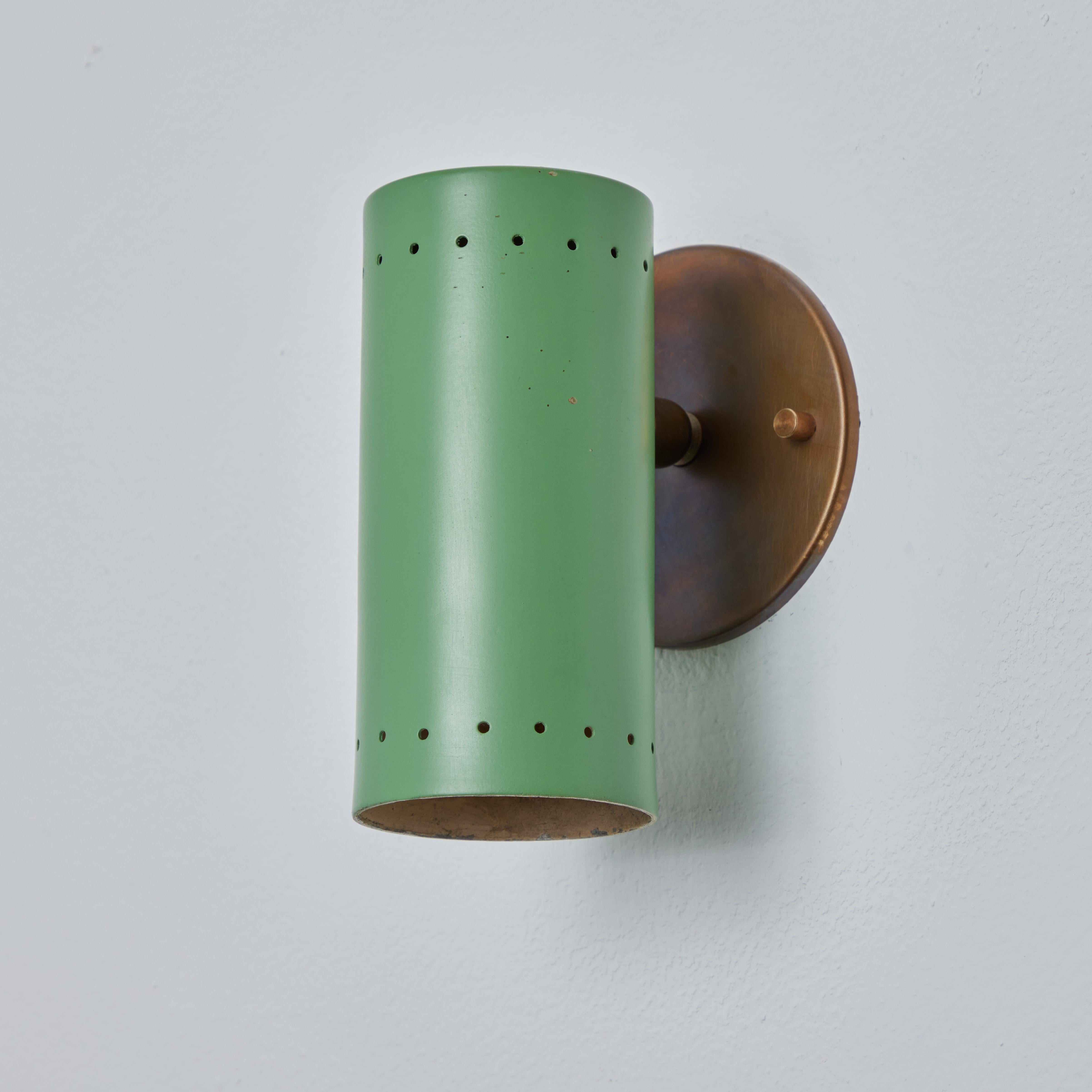 Tito Agnoli, Wandleuchter aus grünem Metall und Messing mit Gelenk, für O-Luce, 1960er Jahre 8