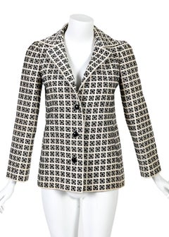 1960s Tiziani Couture by Karl Lagerfeld Black and Ivory Needlepoint Mod Jacket
