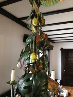 1960s Tole Chandelier with Fruit and Vine Motifs