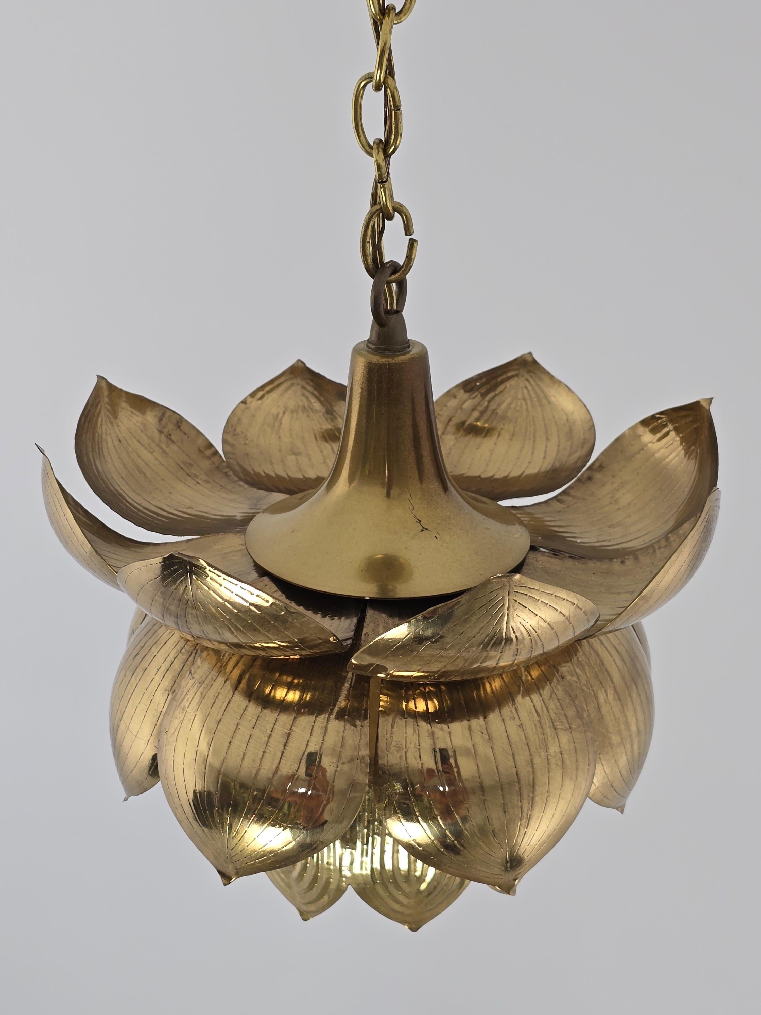 1960s Tom Greene Brass Lotus Pendant  for Feldman For Sale 1