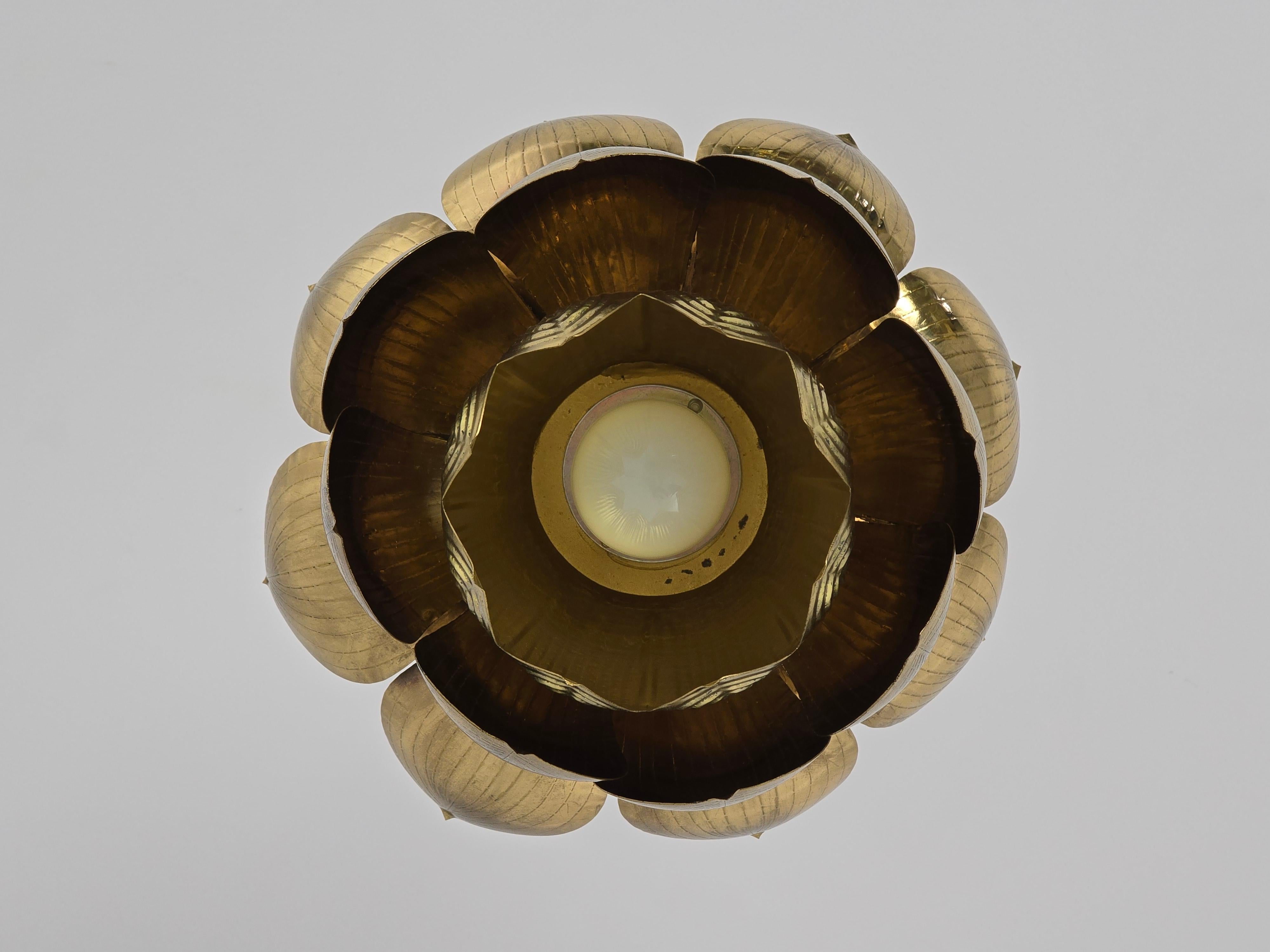 1960s Tom Greene Brass Lotus Pendant  for Feldman For Sale 2