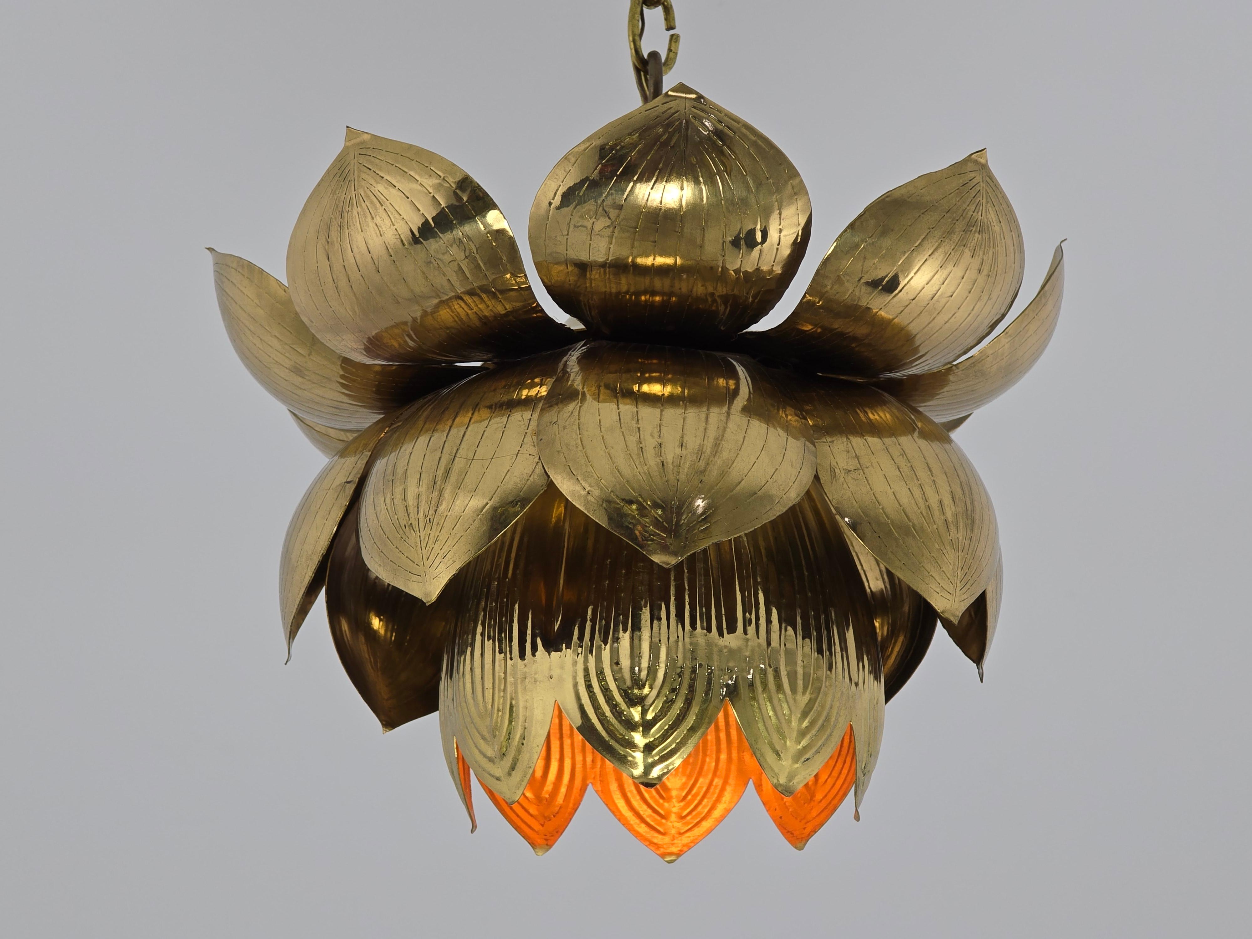 1960s Tom Greene Brass Lotus Pendant  for Feldman For Sale 3