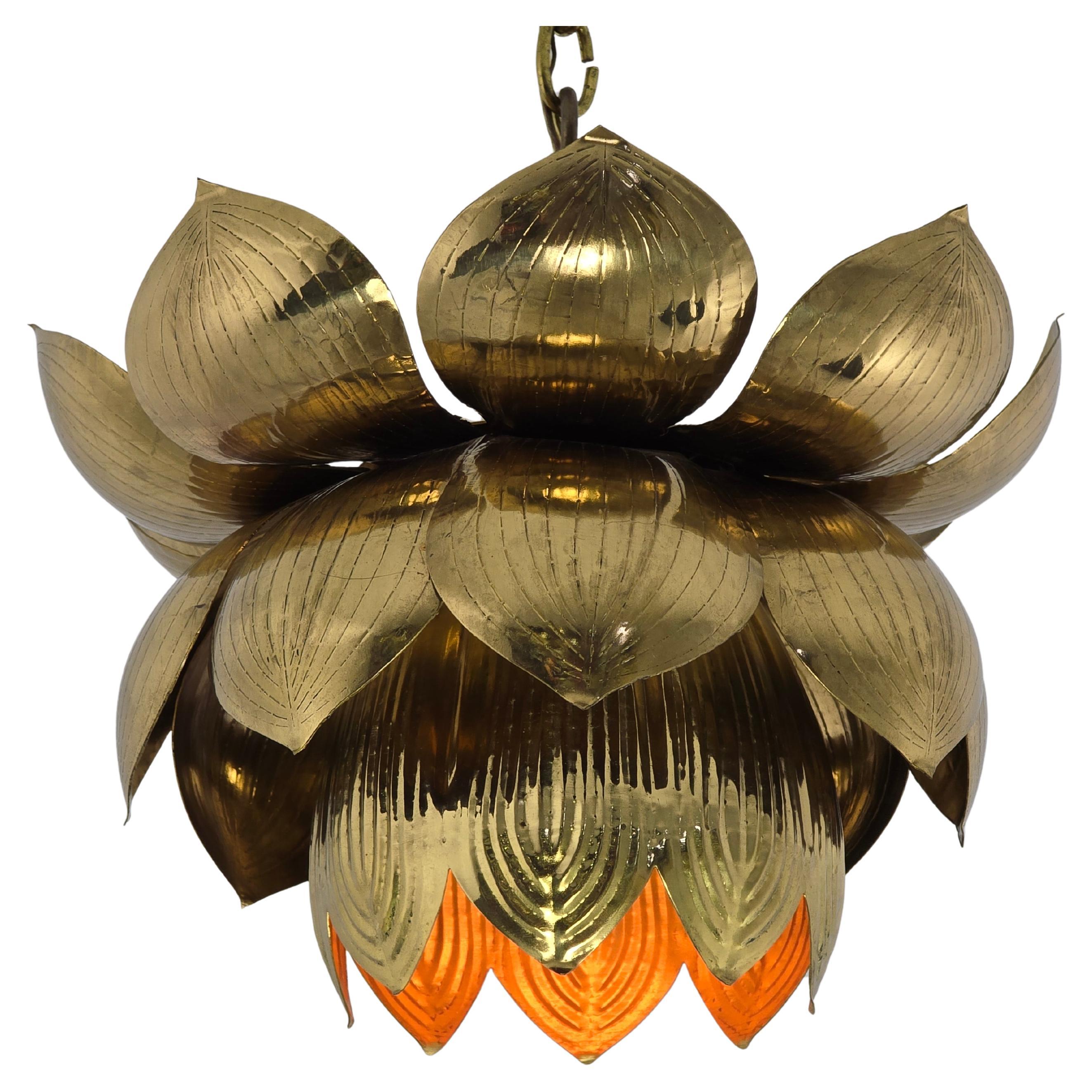 1960s Tom Greene Brass Lotus Pendant  for Feldman