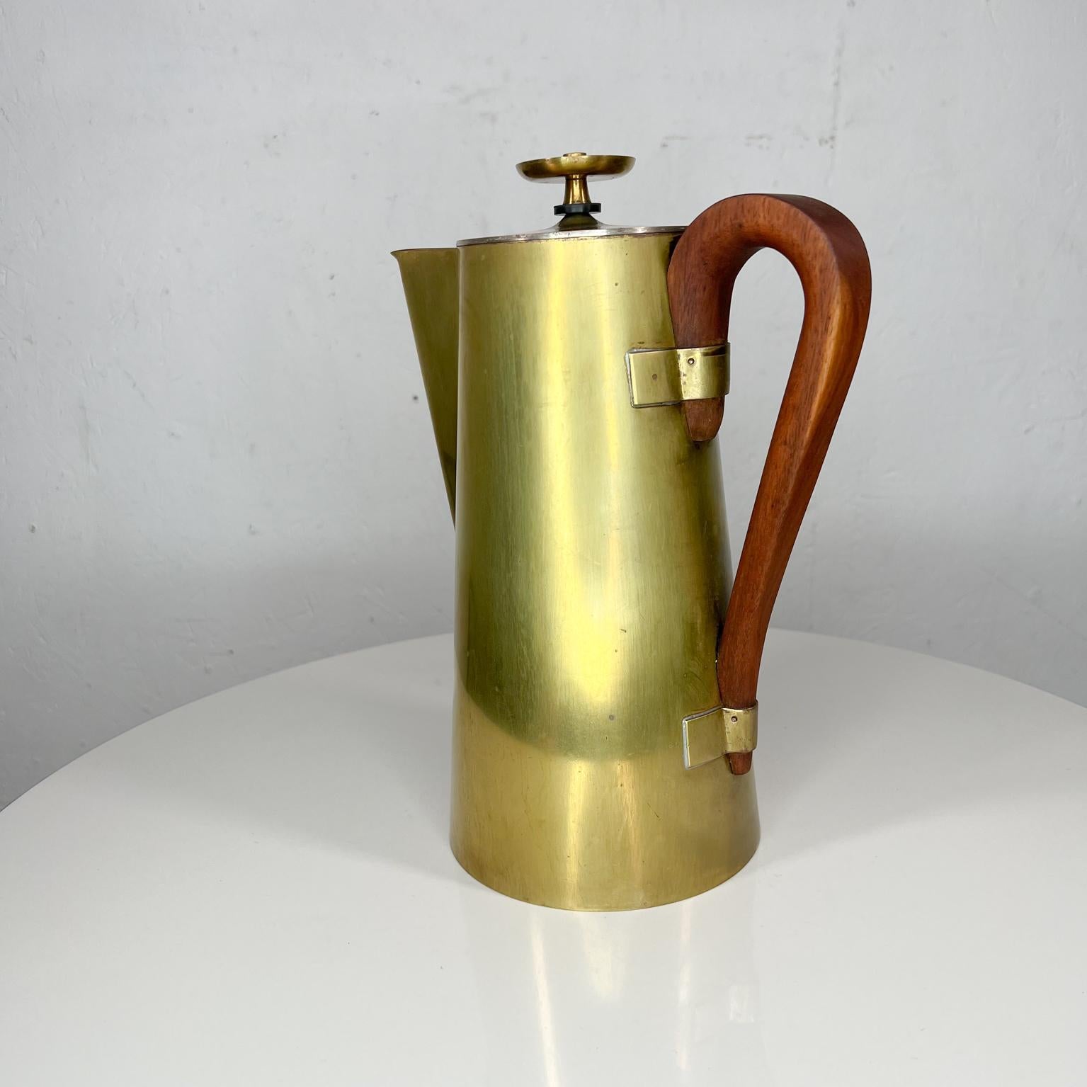 Mid-Century Modern 1960s Tommi Parzinger Dorlyn Silversmiths Brass Walnut Coffee Tea Pot Service