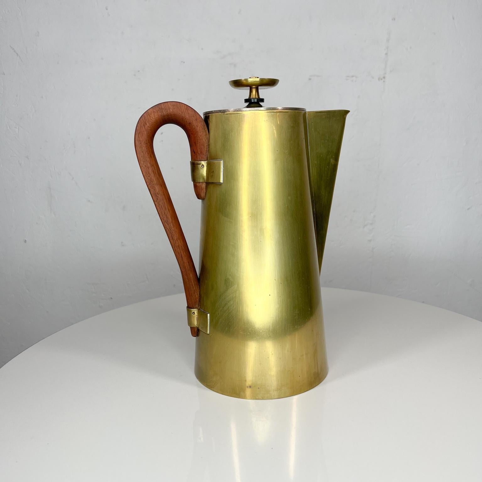 Mid-20th Century 1960s Tommi Parzinger Dorlyn Silversmiths Brass Walnut Coffee Tea Pot Service