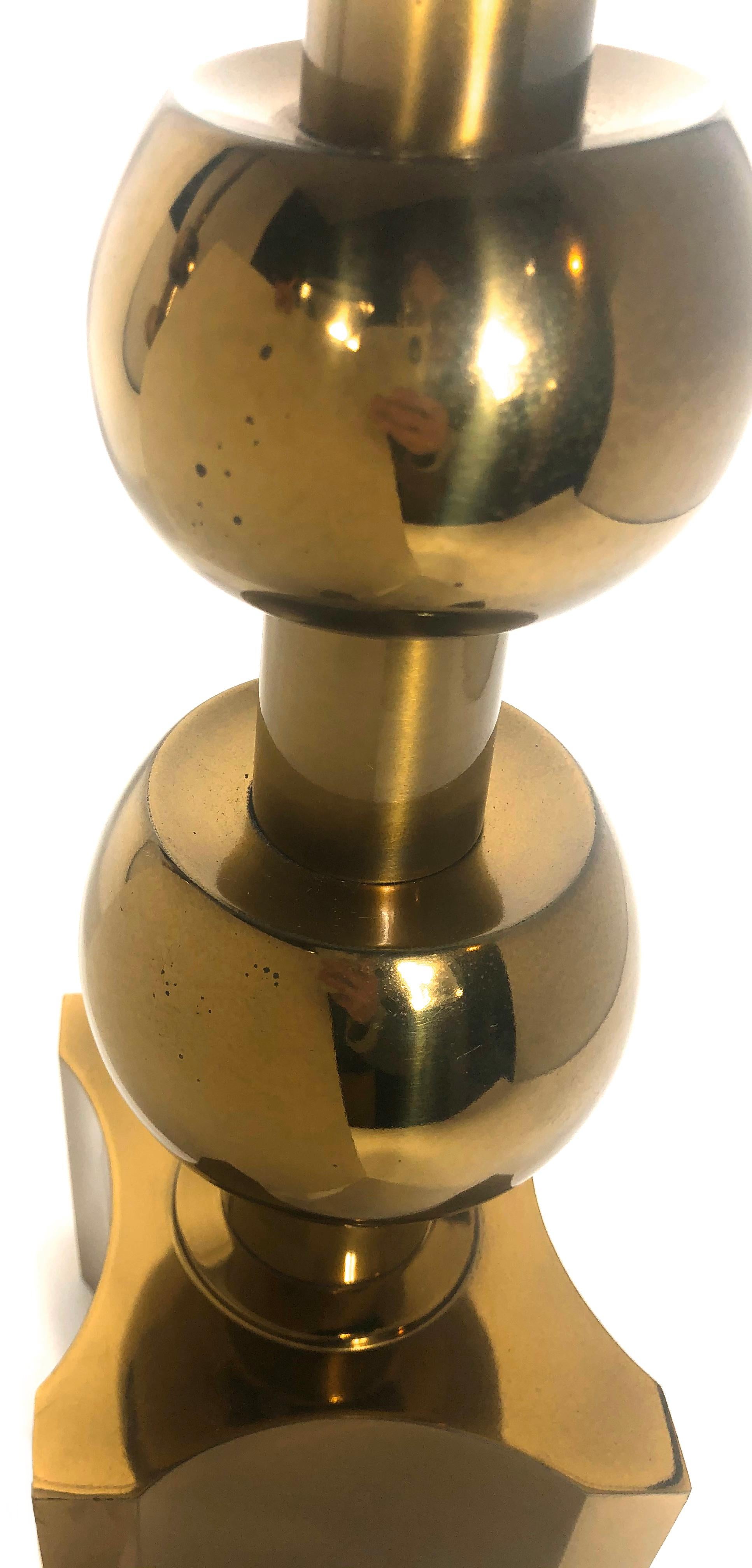 1960s Tommi Parzinger for Stiffel Brass Ball Lamps, a Pair For Sale 6