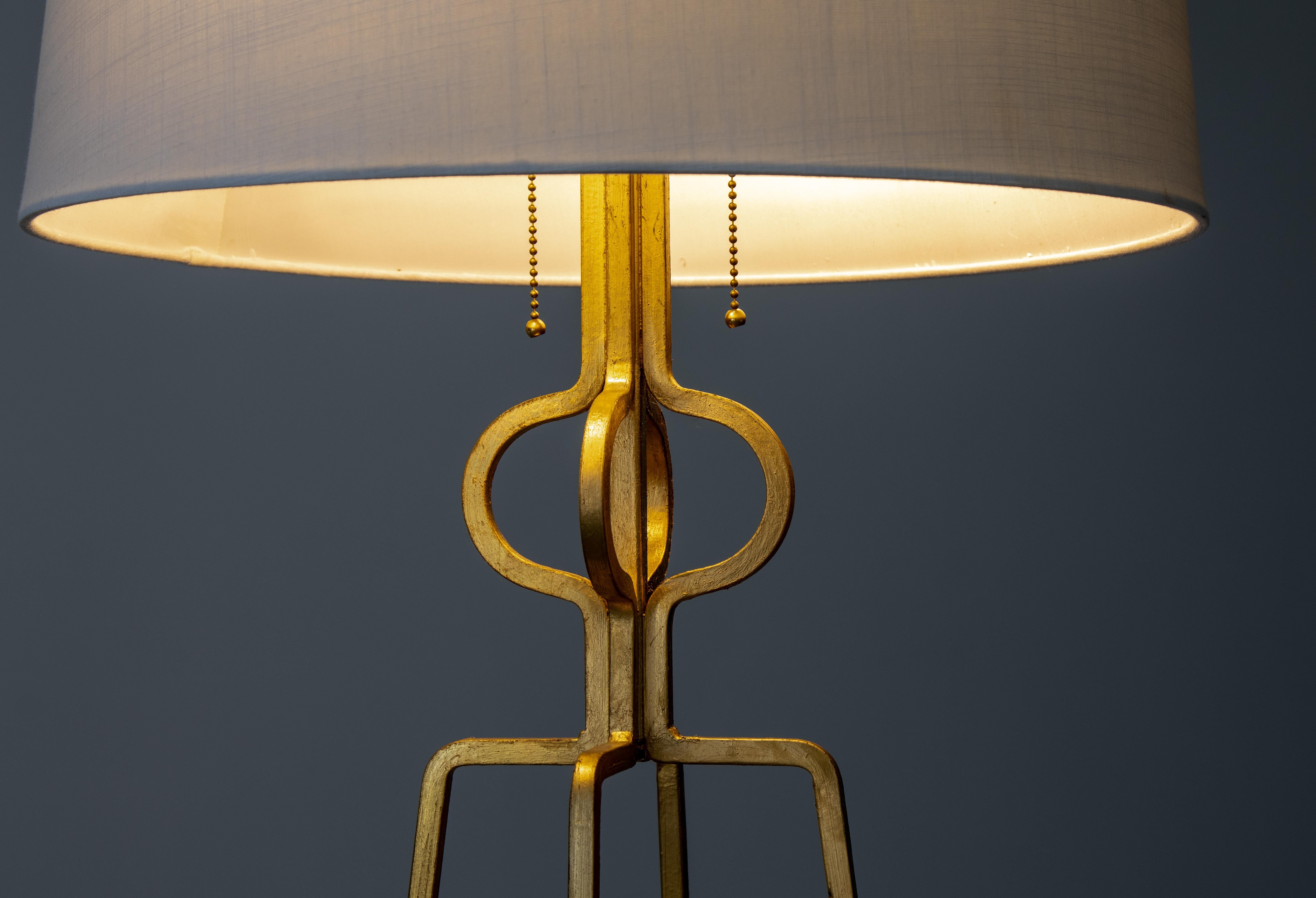 Mid-Century Modern 1960s Tommi Parzinger Gold Gilt enameled Iron Floor Lamp For Sale