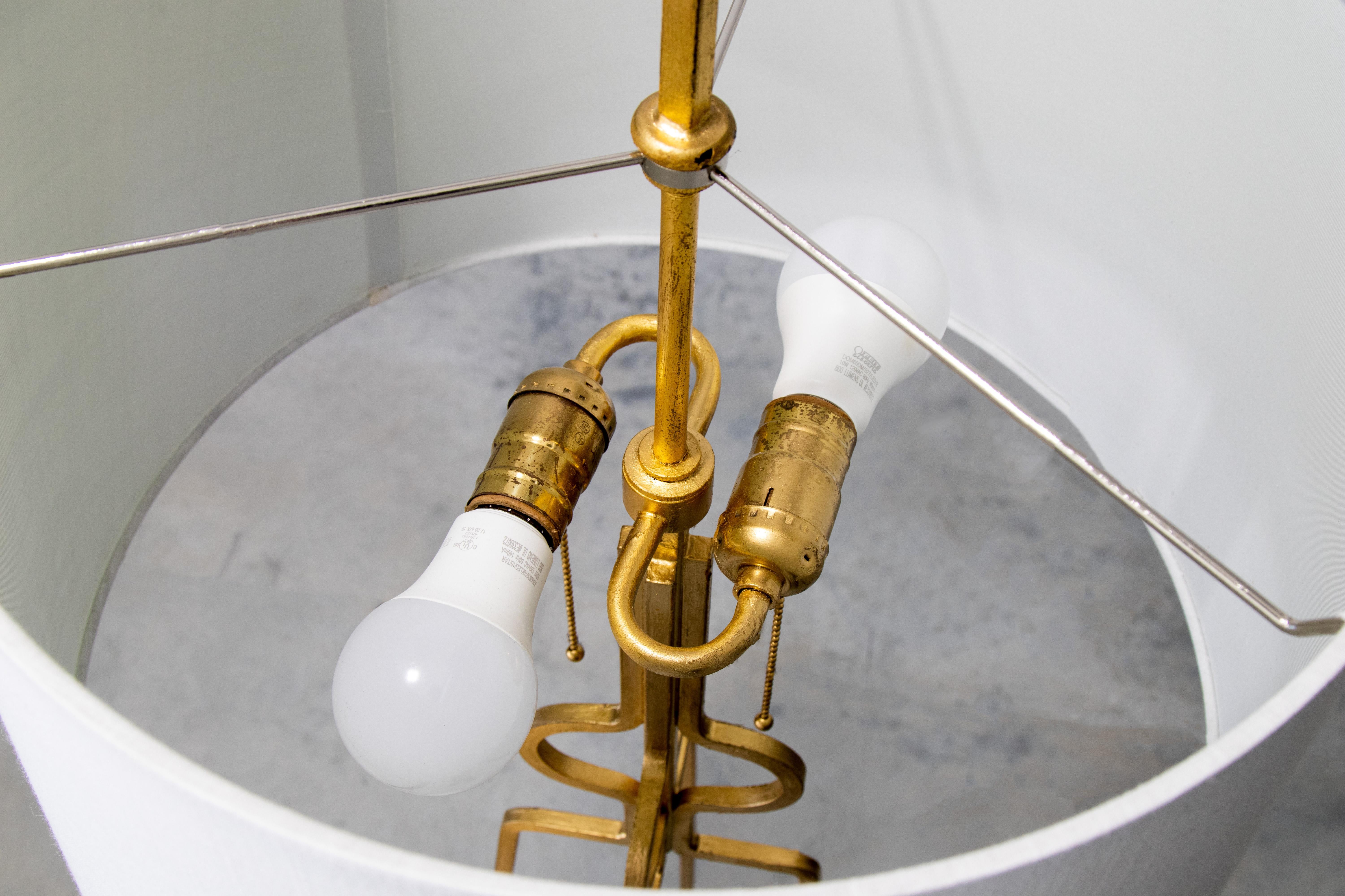 American 1960s Tommi Parzinger Gold Gilt enameled Iron Floor Lamp For Sale