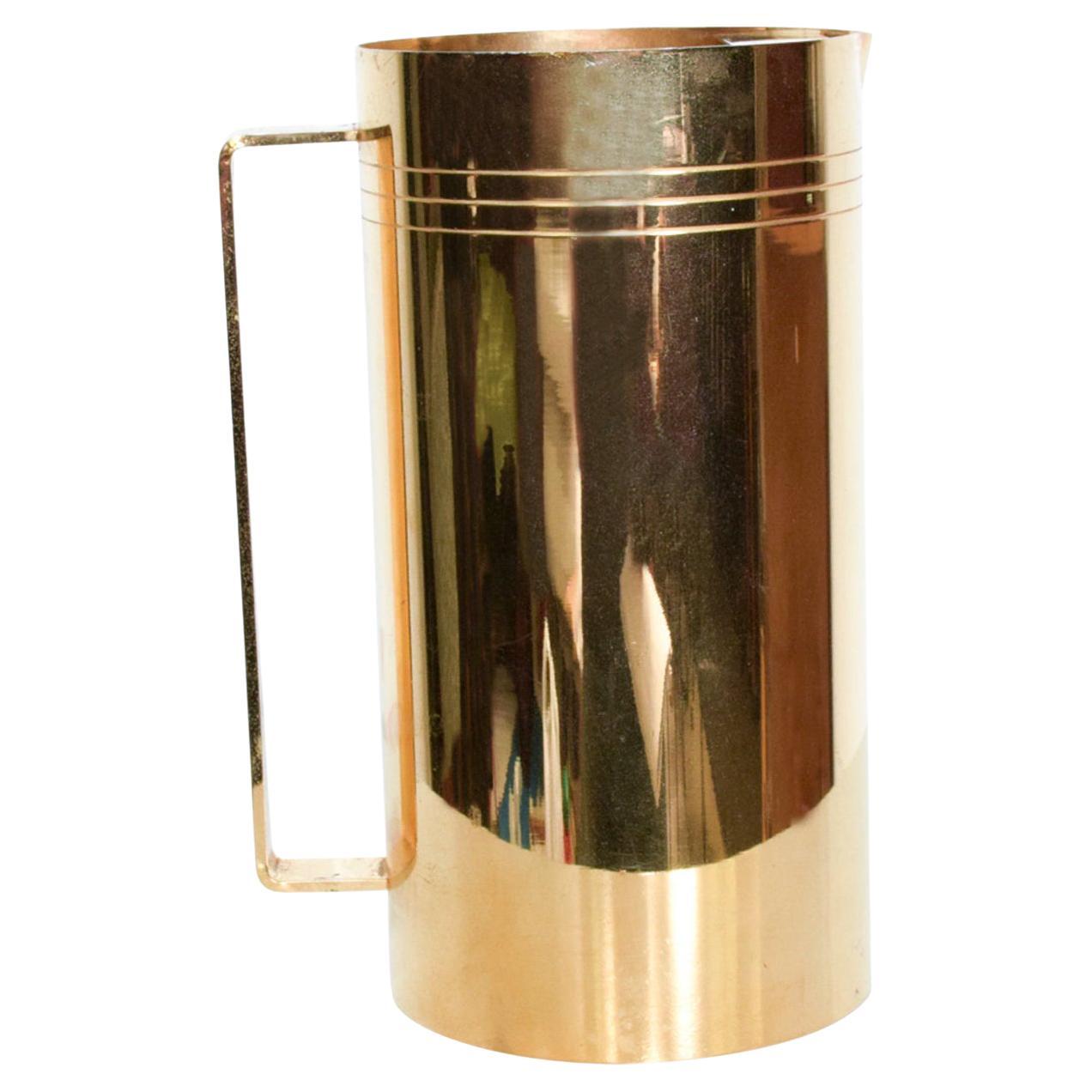 1960s Tommi Parzinger Pitcher 24k Gold Dorlyn Silversmiths
