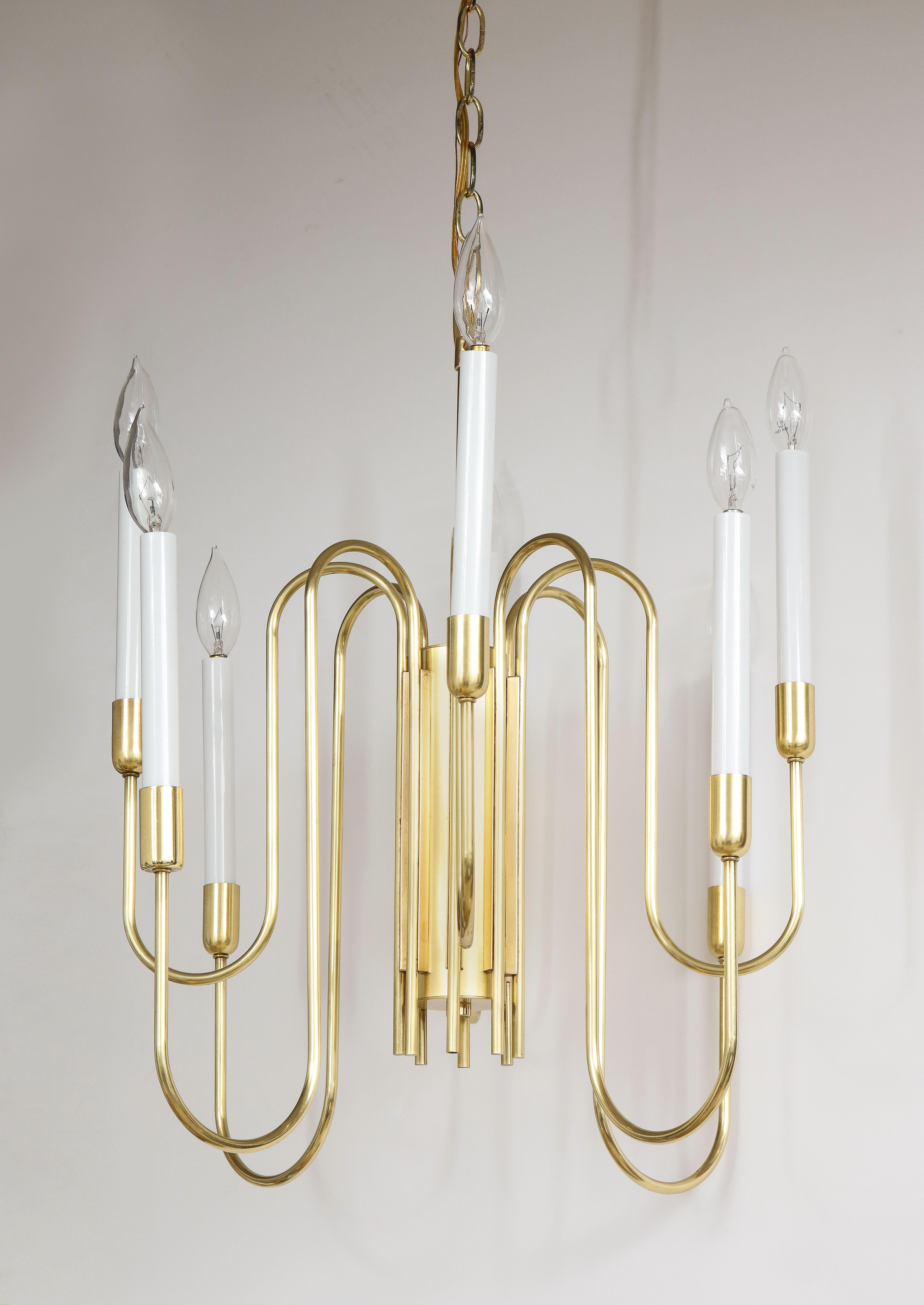 1960s Tommi Parzinger Style Brass Chandelier by Lightolier 7