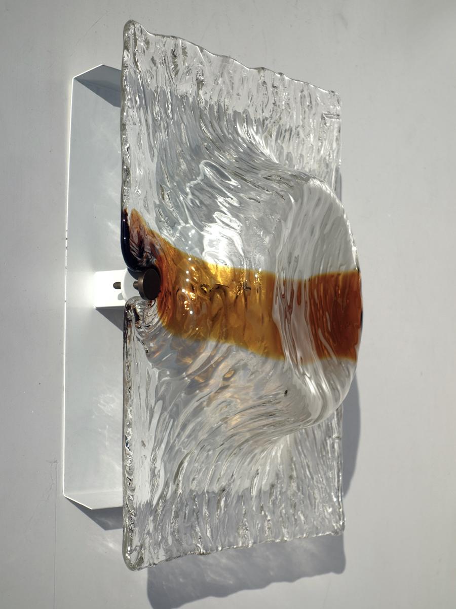 Metal 1960s Toni Zuccheri Venini Italian Design Murano Glass Sconces Wall Lamps For Sale