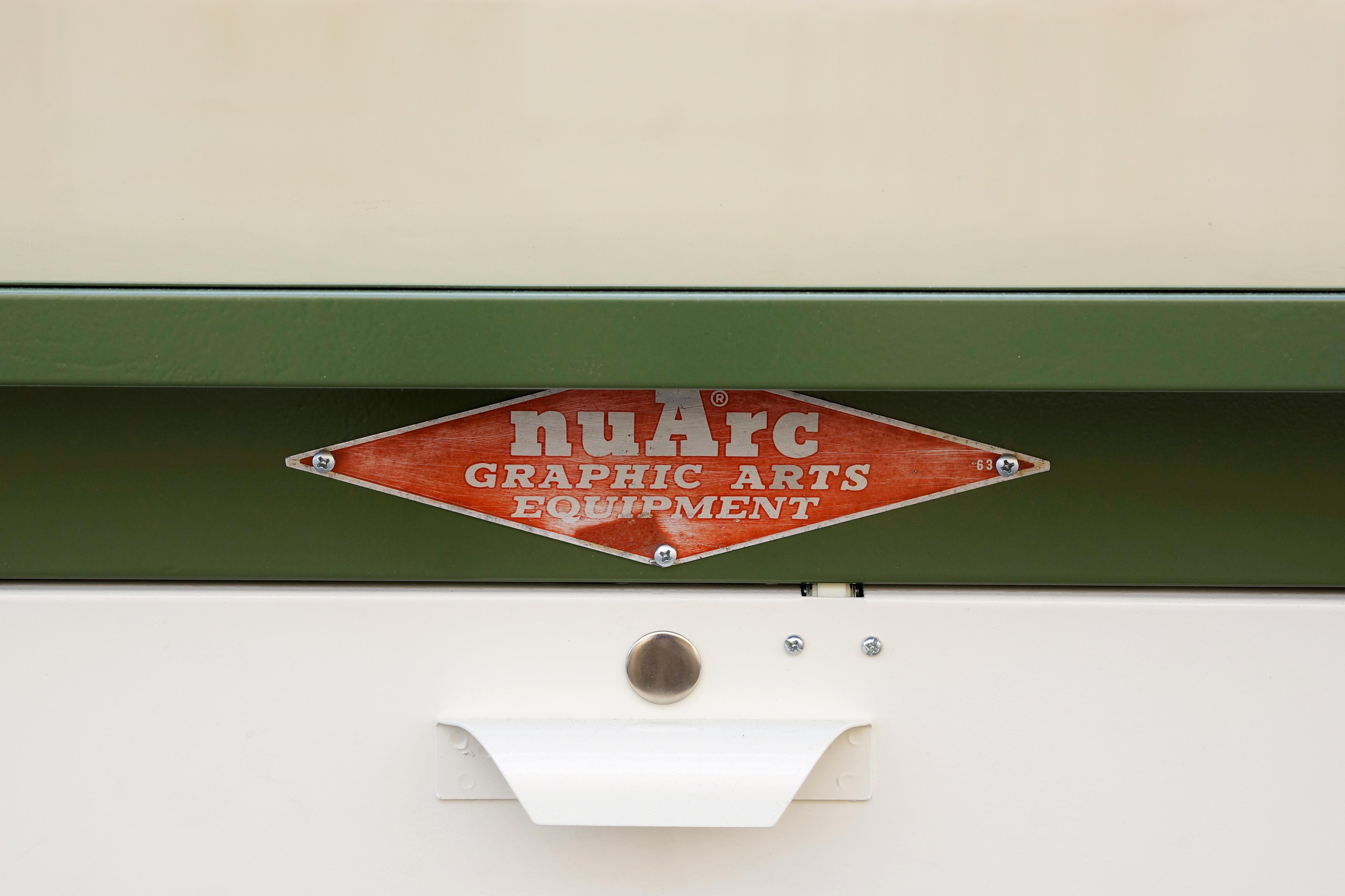 American 1960s Tool Cabinet by Nuarc Graphic Arts Equipment, Refinished in Army Green
